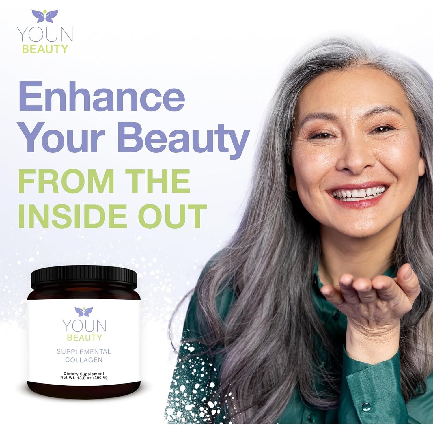 YOUN Beauty Supplemental Collagen – 390g | Multi-Peptide Powder for Skin, Hair, Nails & Joint Support YOUN Beauty Supplemental Collagen – 390g | Multi-Peptide Powder for Skin, Hair, Nails & Joint Support
