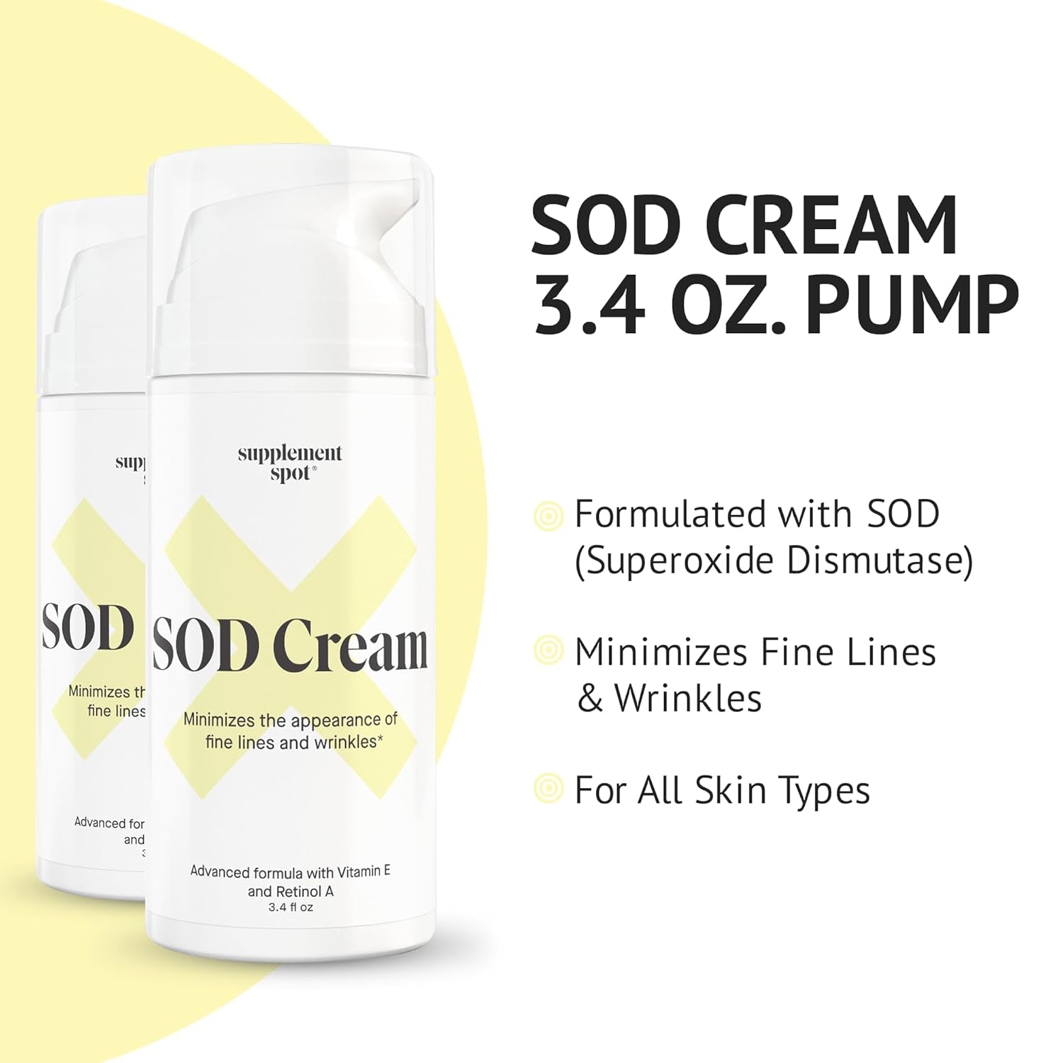Supplement Spot SOD Cream – 100ml | Powerful Anti-Aging Moisturizer with Superoxide Dismutase for Smooth, Youthful Skin Supplement Spot SOD Cream – 3.4 fl oz | Powerful Anti-Aging Moisturizer with Superoxide Dismutase for Smooth, Youthful Skin
