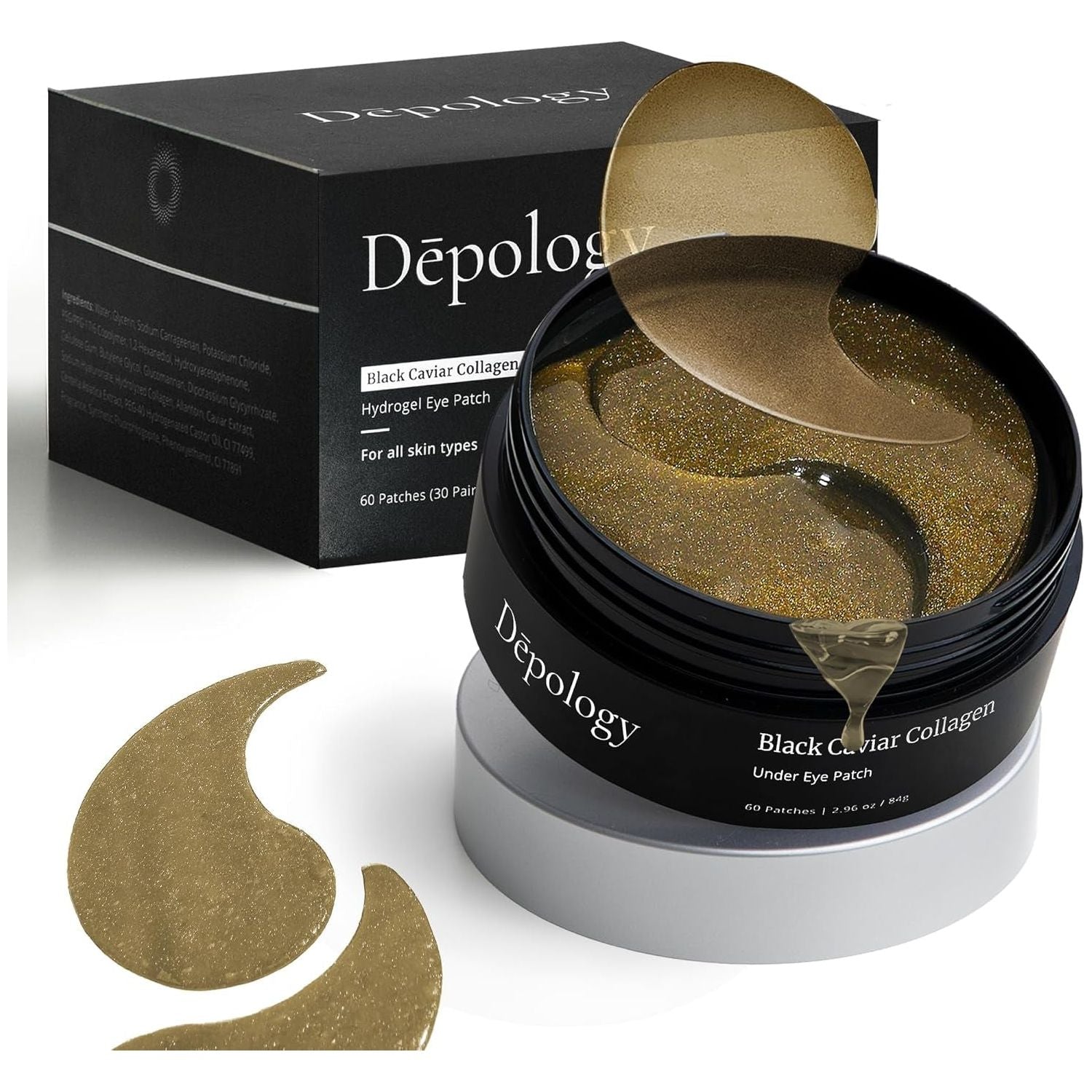 Depology Black Caviar Collagen Under Eye Patches – 60 Patches (84g) | Hydrating, Anti-Ageing Hydrogel Patches for Eyes & Fine Lines Depology Black Caviar Collagen Under Eye Patch  – 60 Patches (2.96 oz / 84g)