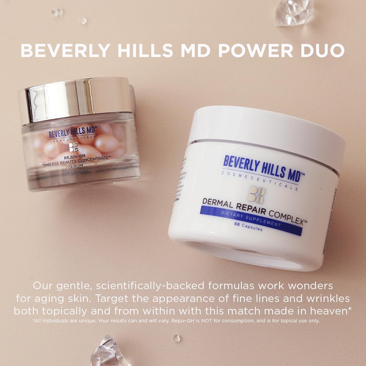Beverly Hills MD Power Duo Set – Dermal Repair Complex & Rejuv-GH Timeless Beauty Concentrate | Firm, Youthful, Radiant Skin Inside & Out Beverly Hills MD Power Duo Set – Dermal Repair Complex & Rejuv-GH Timeless Beauty Concentrate | Firm, Youthful, Radiant Skin Inside & Out
