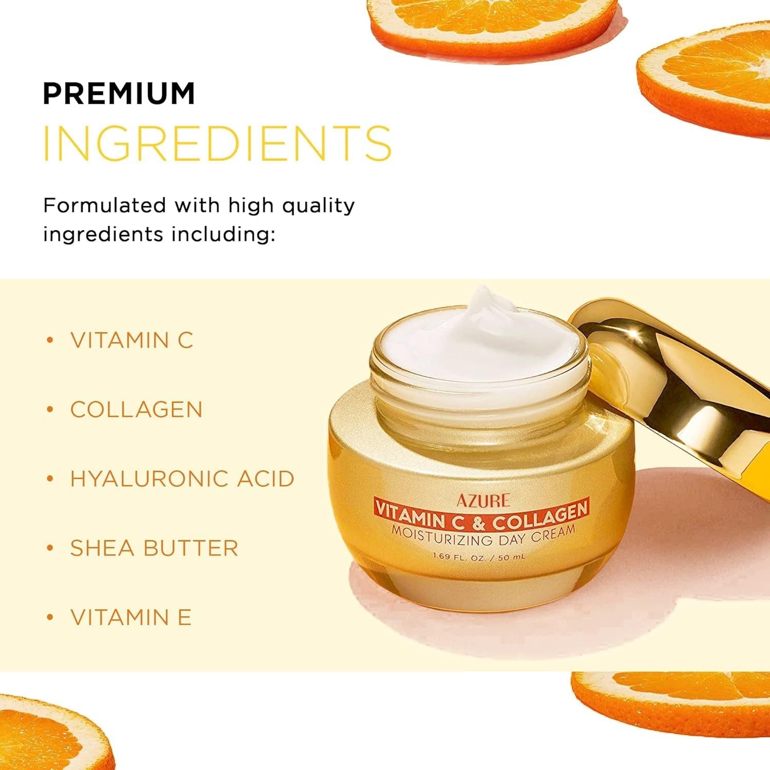 Azure Cosmetics Vitamin C & Collagen Moisturizing Day Cream – 50ml | Brightening & Firming Daily Hydration Azure Cosmetics Vitamin C & Collagen Moisturizing Day Cream – 50ml | Brightening & Firming Daily Hydration