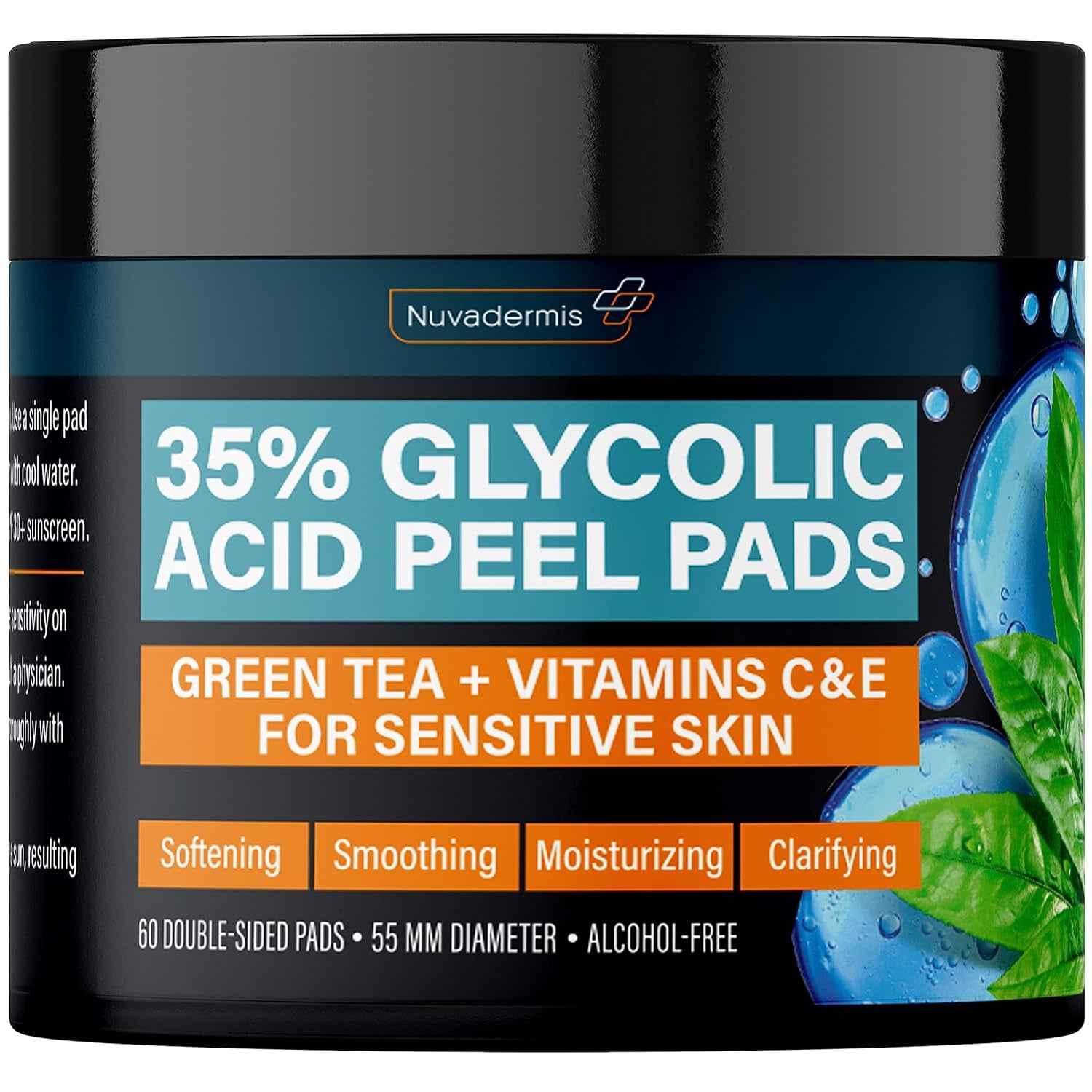 NUVADERMIS 35% Glycolic Acid Peel Pads – 60 Double-Sided Pads | Exfoliate, Smooth & Brighten Skin NUVADERMIS 35% Glycolic Acid Peel Pads – 60 Double-Sided Pads | Exfoliate, Smooth & Brighten Skin
