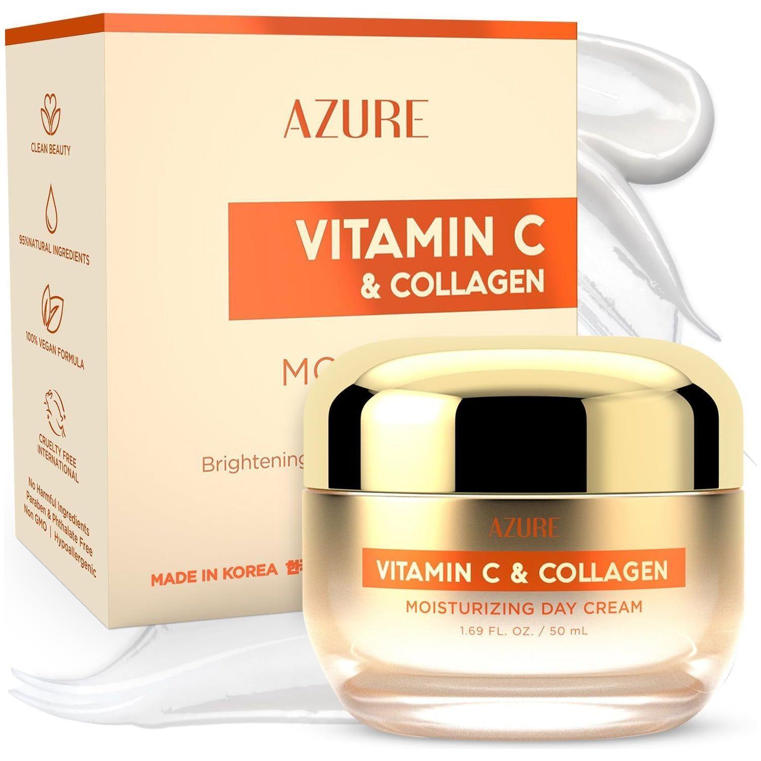 Azure Cosmetics Vitamin C & Collagen Moisturizing Day Cream – 50ml | Brightening & Firming Daily Hydration Azure Cosmetics Vitamin C & Collagen Moisturizing Day Cream – 50ml | Brightening & Firming Daily Hydration