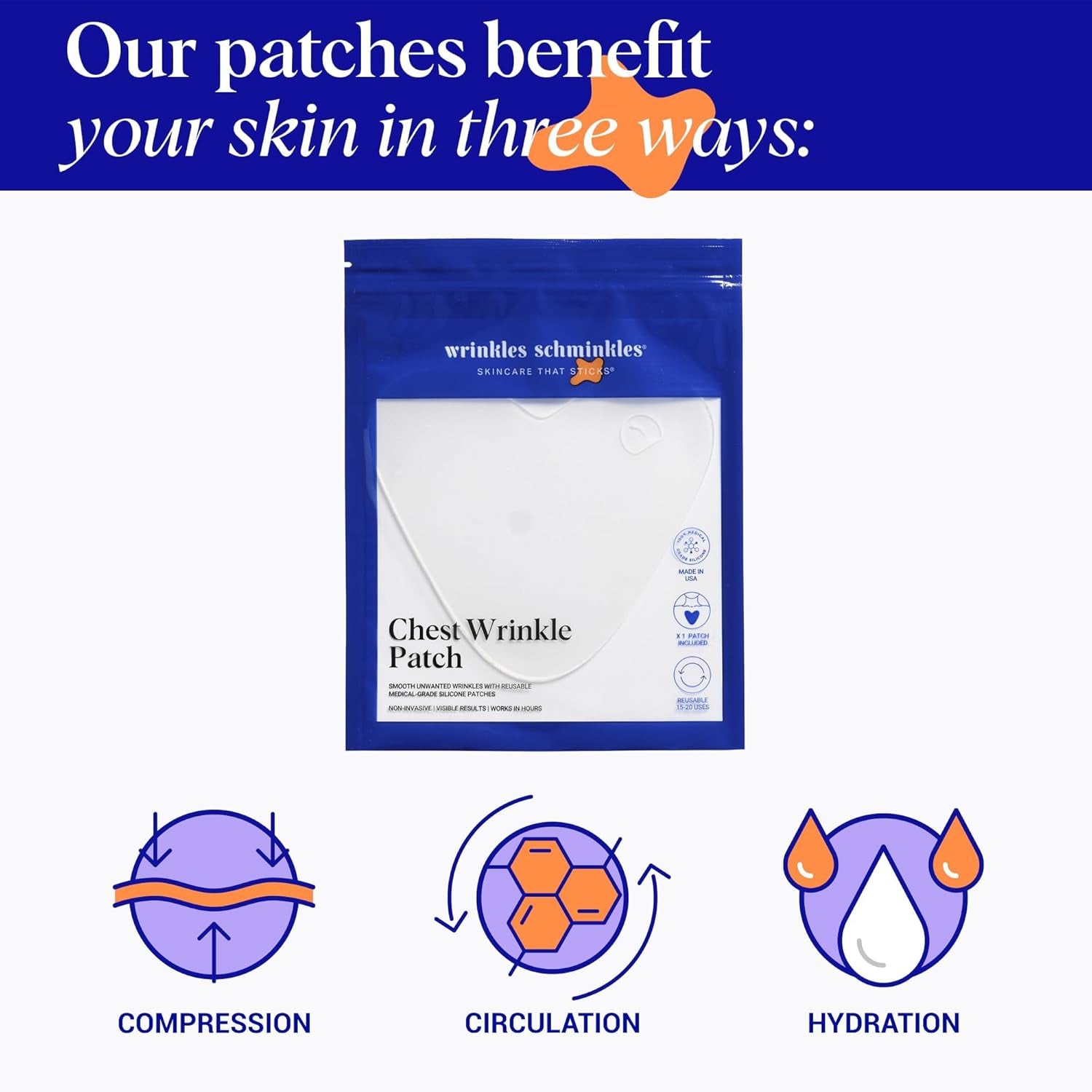 Wrinkles Schminkles Chest Wrinkle Patch – 1 Pack | Reusable Medical Grade Silicone for Smoother, Younger-Looking Skin Wrinkles Schminkles Chest Wrinkle Patch – 1 Pack | Reusable Medical Grade Silicone for Smoother, Younger-Looking Skin