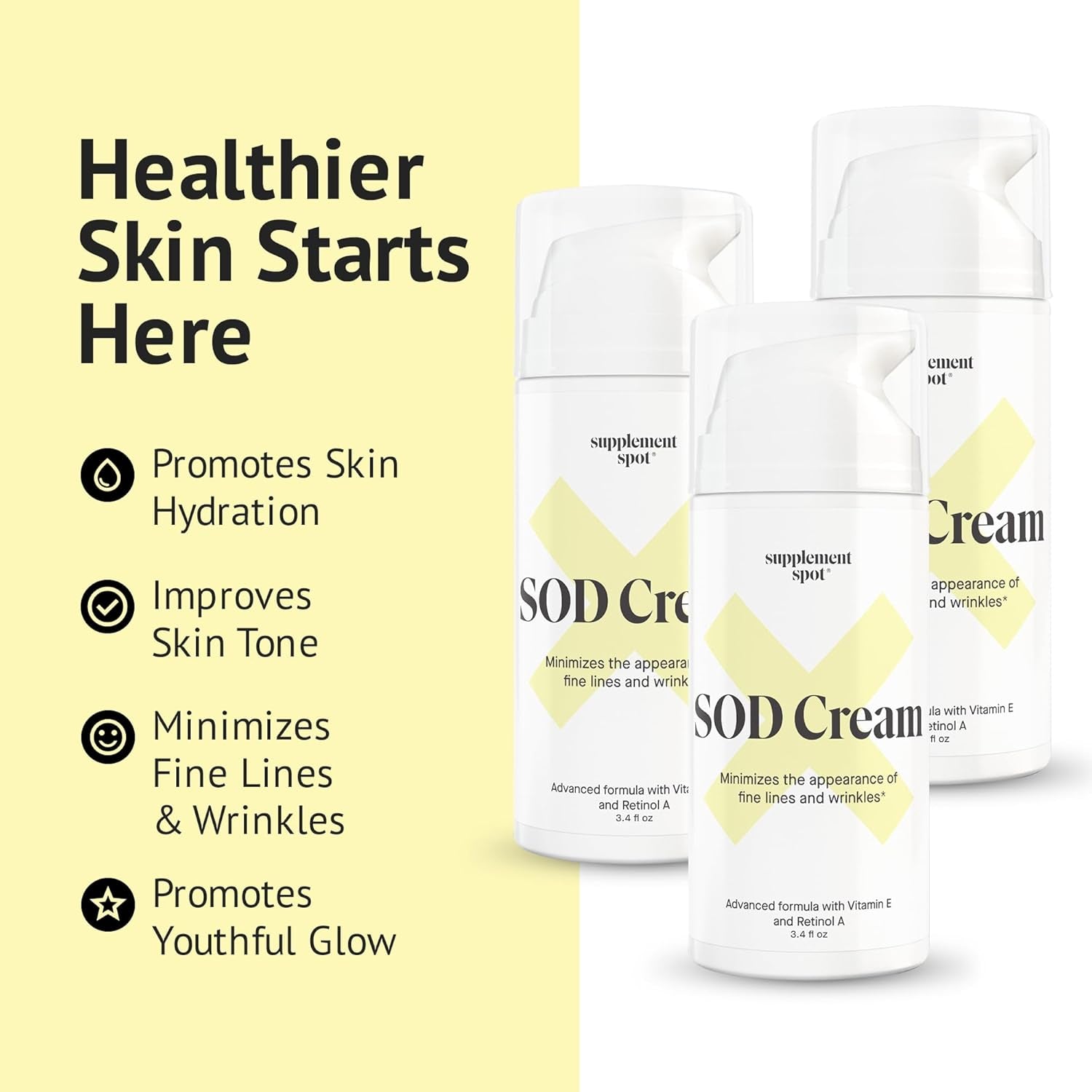Supplement Spot SOD Cream – 100ml | Powerful Anti-Aging Moisturizer with Superoxide Dismutase for Smooth, Youthful Skin Supplement Spot SOD Cream – 3.4 fl oz | Powerful Anti-Aging Moisturizer with Superoxide Dismutase for Smooth, Youthful Skin