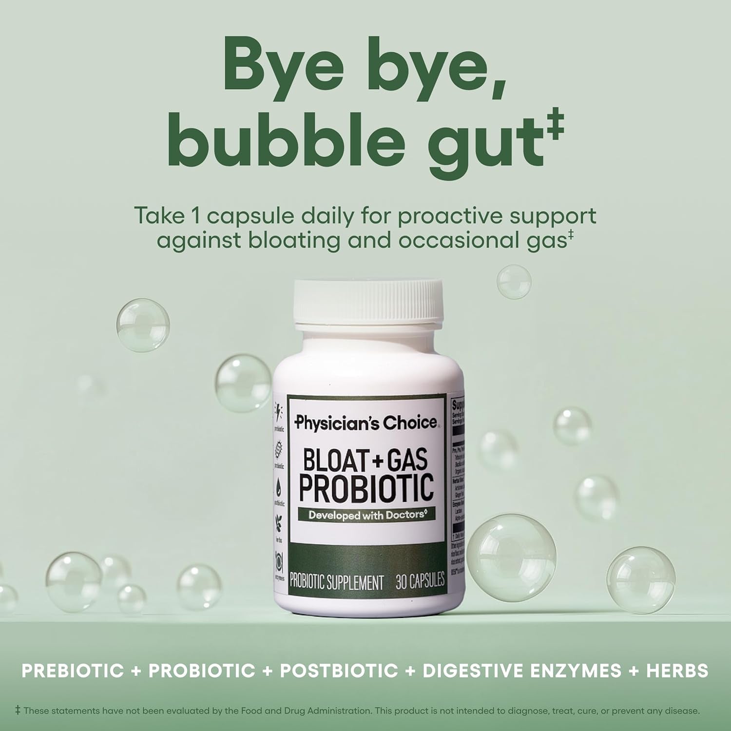 Physician's CHOICE Bloat + Gas Probiotic Supplement – 30 Capsules | 5-in-1 Digestive Support for Bloating, Gas & Gut Health Physician's CHOICE Bloat + Gas Probiotic Supplement – 30 Capsules | 5-in-1 Digestive Support for Bloating, Gas & Gut Health