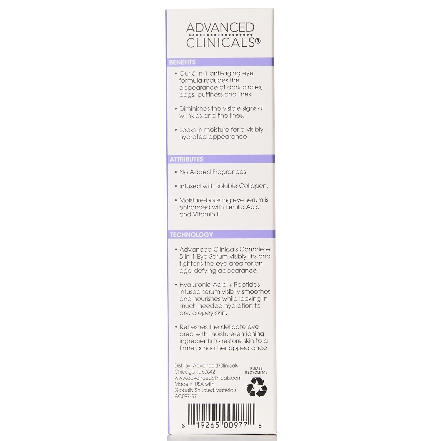 Advanced Clinicals Complete 5-In-1 Eye Serum – 59ml | Targets Dark Circles, Puffiness & Fine Lines Advanced Clinicals Complete 5-In-1 Eye Serum – 59ml | Targets Dark Circles, Puffiness & Fine Lines