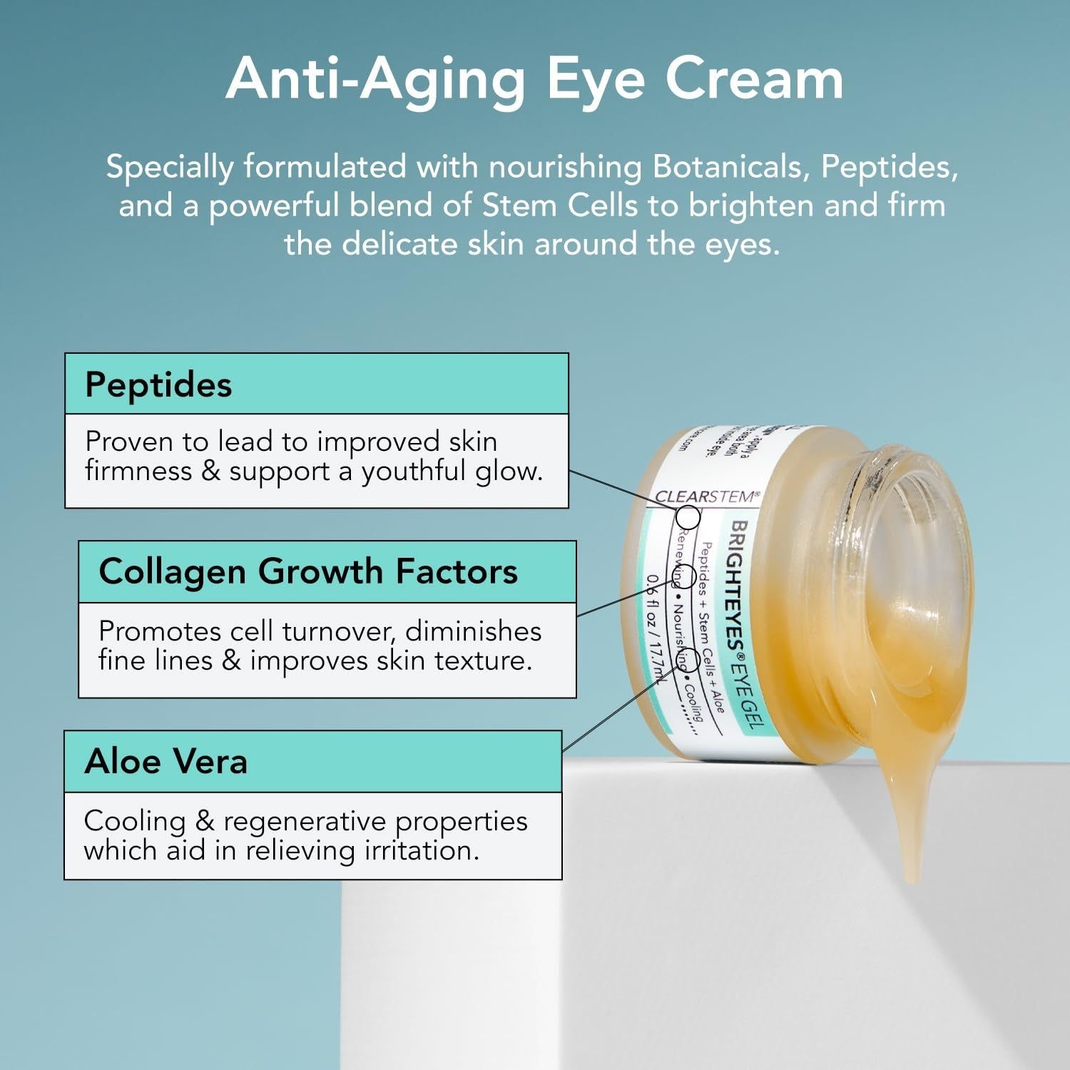 CLEARSTEM BRIGHTEYES® Eye Gel – 17.7ml | Anti-Ageing, De-Puffing & Brightening Eye Treatment CLEARSTEM BRIGHTEYES® Eye Gel – 17.7ml | Anti-Ageing, De-Puffing & Brightening Eye Treatment