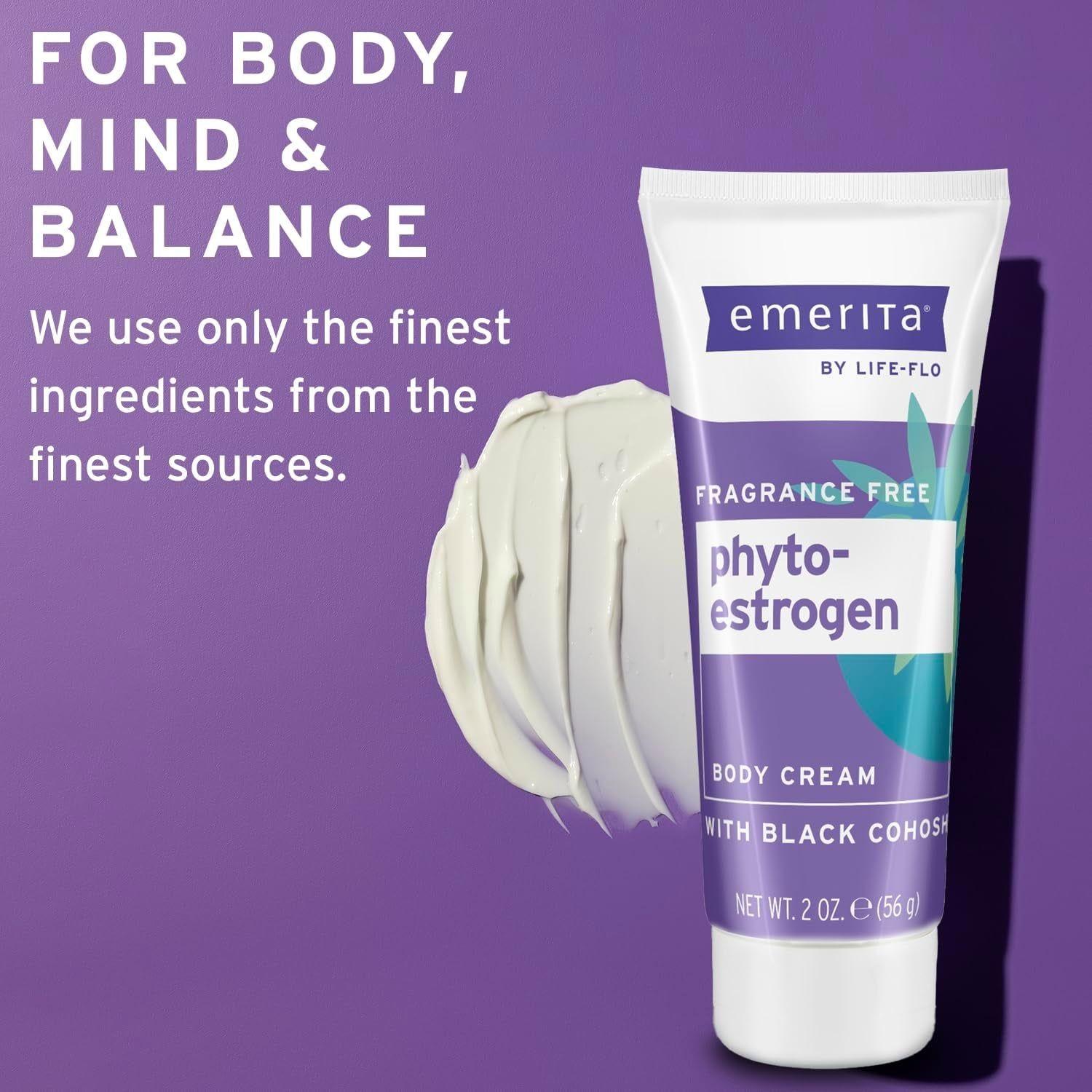 Emerita by Life-flo Phytoestrogen Body Cream – 56g | Plant-Based Hormonal Support Emerita by Life-flo Phytoestrogen Body Cream - 2 oz (56g)