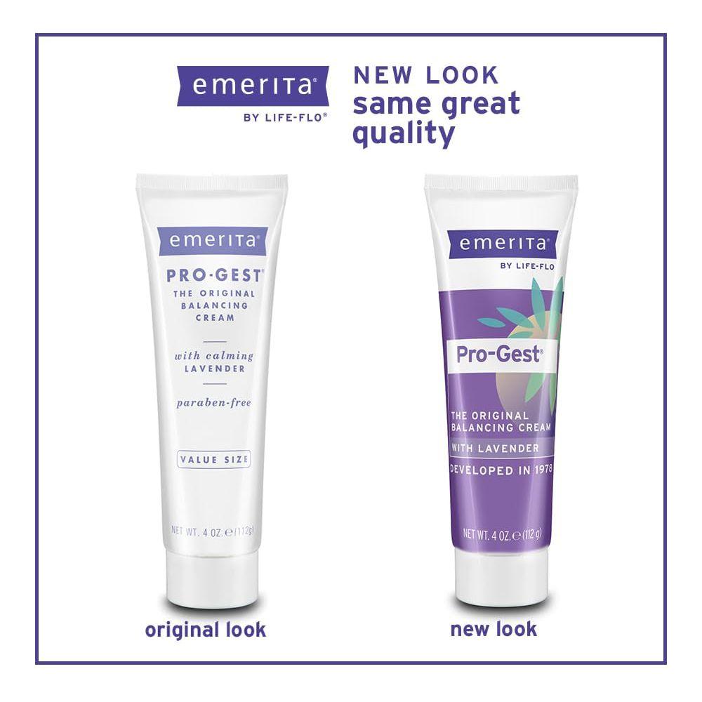 Emerita by Life-flo Pro-Gest Balancing Cream with Lavender – 112g | Natural Progesterone Support & Relaxation Emerita by Life-flo Pro-Gest Balancing Cream With Lavender - 4 fl oz (112g)
