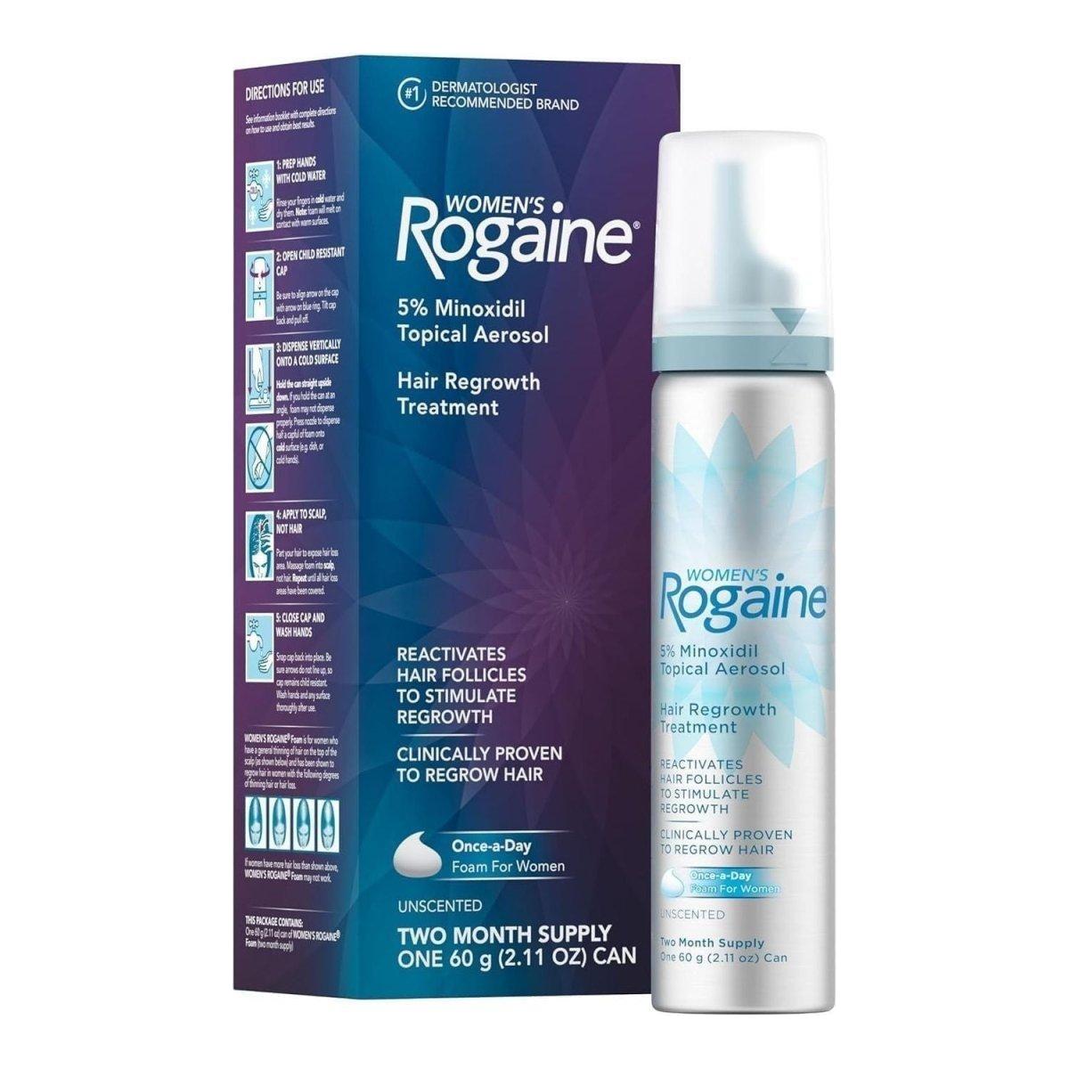 Rogaine Women’s 5% Minoxidil Foam – 60ml | Once-A-Day Hair Regrowth Treatment (2-Month Supply) Rogaine Woman's 5% Minoxidil Foam, Topical Once - A - Day Hair Loss Treatment - 60ml (2 Month Supply) - Glam Global UKRogaine