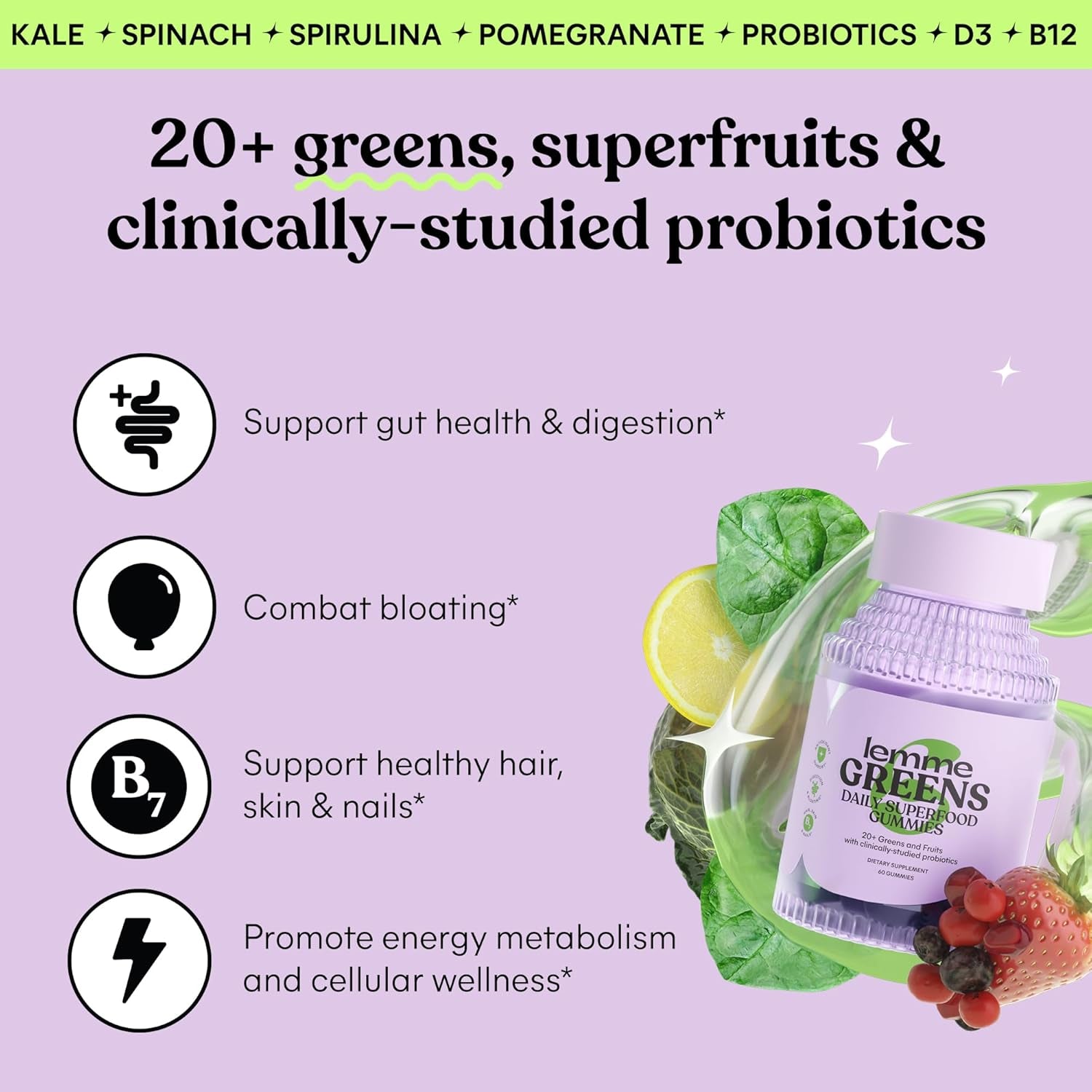 Lemme Greens Superfood Gummies – 60 Count | Gut Health, Debloat & Daily Energy Support Lemme Greens Superfood Gummies – 60 Count | Gut Health, Debloat & Daily Energy Support