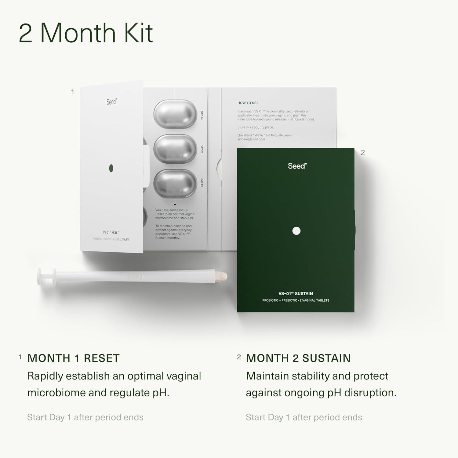 Seed VS-01™ Vaginal Synbiotic 2-Month Starter Kit – 8 Vaginal Tablets & 8 Applicators | Clinically Proven Vaginal Microbiome Support Seed VS-01™ Vaginal Synbiotic 2-Month Starter Kit – 8 Vaginal Tablets & 8 Applicators | Clinically Proven Vaginal Microbiome Support