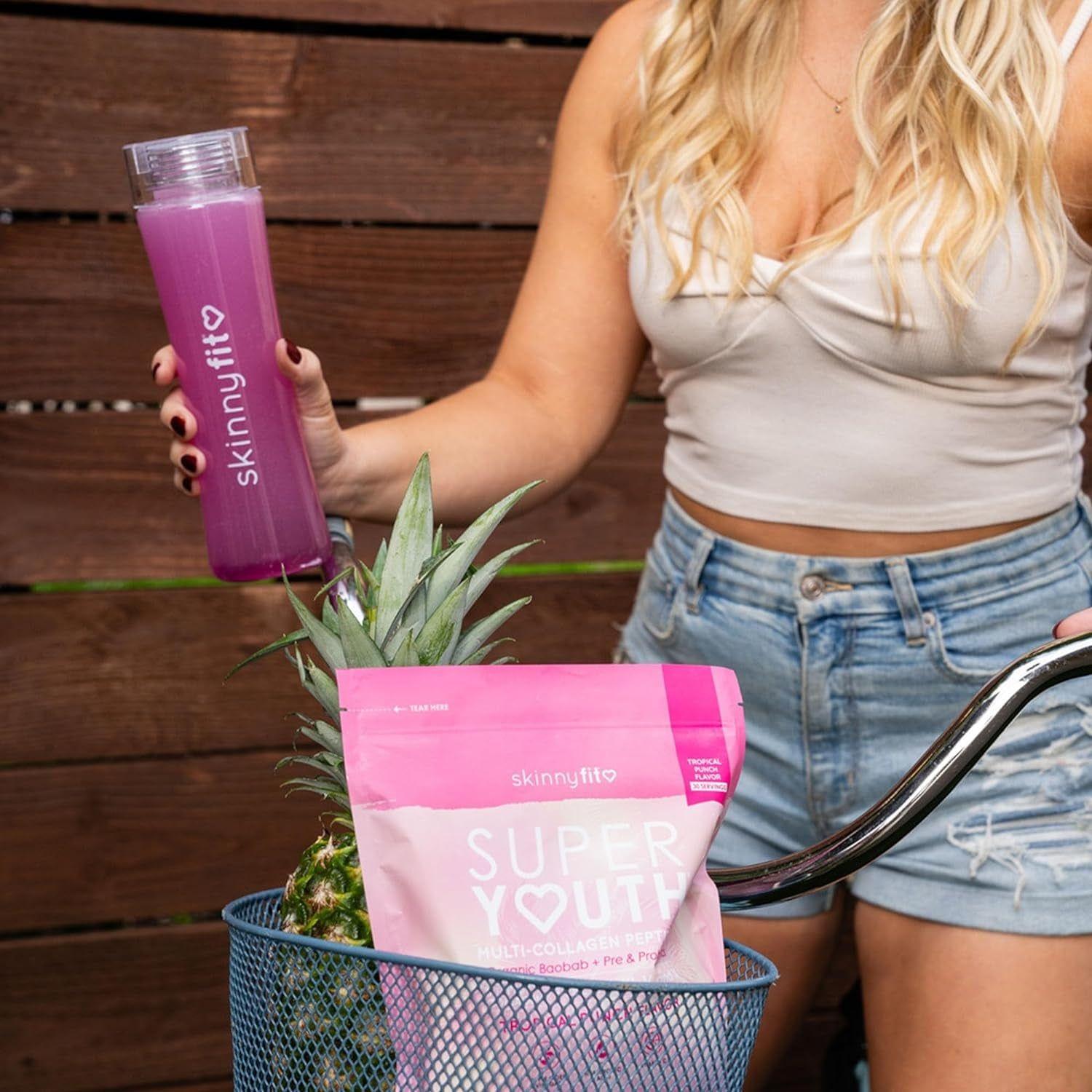 SkinnyFit Super Youth Multi-Collagen Peptides – Tropical Punch Flavor (313g) | 5 Collagen Types + Probiotics for Beauty & Wellness SkinnyFit Super Youth Multi-Collagen Peptides – Tropical Punch Flavor (313g) | 5 Collagen Types + Probiotics for Beauty & Wellness