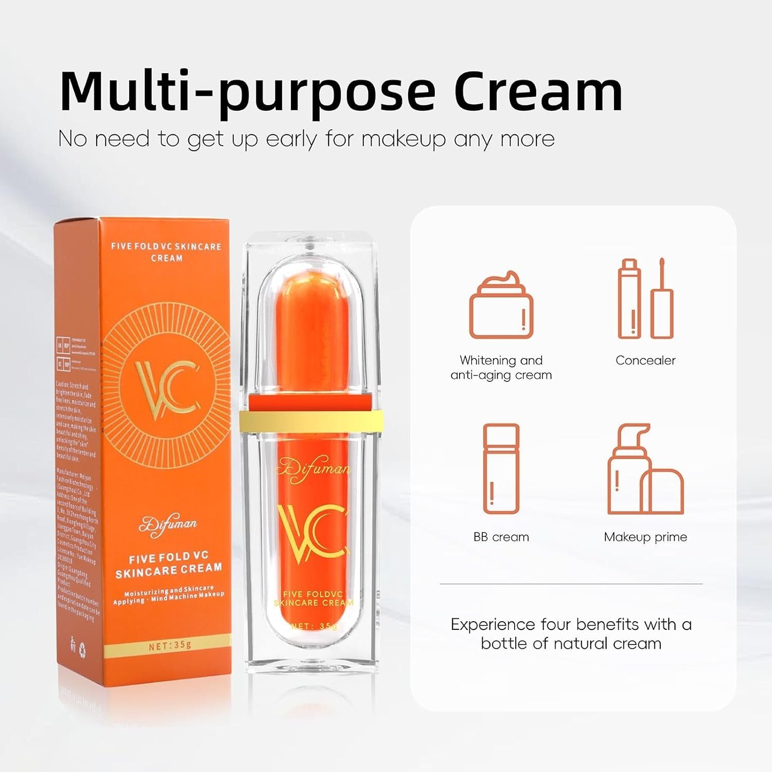 Kaemgyyd Five Fold VC Skincare Cream – 35g (2-Pieces) | Brightening, Firming & Natural Tone-Up Effect Kaemgyyd Five Fold VC Skincare Cream – 35g (2-Pieces) | Brightening, Firming & Natural Tone-Up Effect