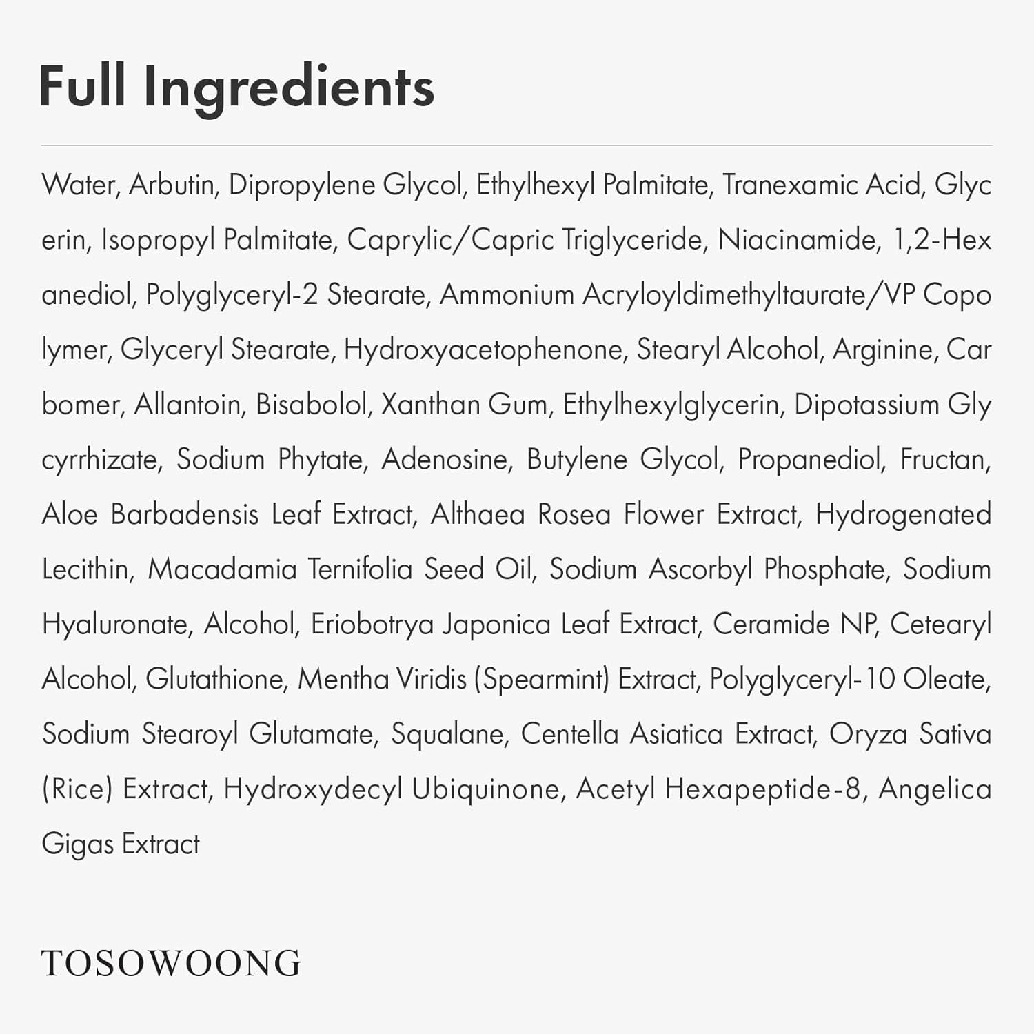 TOSOWOONG Arbutin 7.0 + TXA 4.0 Cream – 50ml | Brightening & Dark Spot Correcting Cream for Even Skin Tone TOSOWOONG Arbutin 7.0 + TXA 4.0 Cream – 50ml | Brightening & Dark Spot Correcting Cream for Even Skin Tone