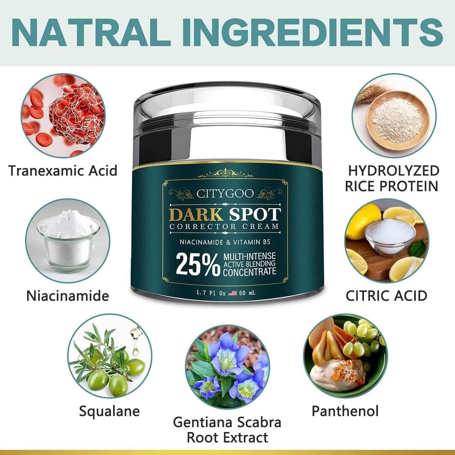CITYGOO Dark Spot Corrector Cream - 50ml | Natural Ingredients for Even Skin Tone CITYGOO Dark Spot Corrector Cream - Natural Ingredient - 50ml - Glam Global UKCITYGOO