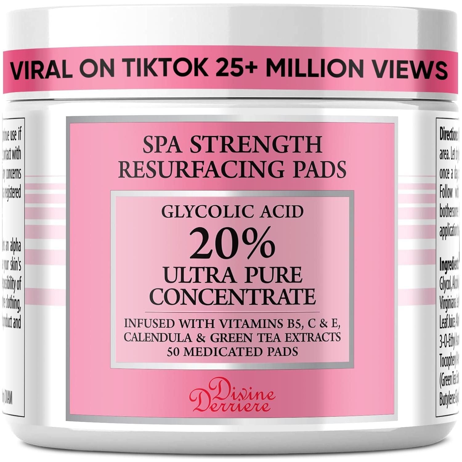 Divine Derriere Spa Strength Exfoliating Pads with Glycolic Acid 20% AHA - 50ml Divine Derriere Spa Strength Exfoliating Pads with Glycolic Acid 20% AHA - 50ml - Glam Global UKDivine Derriere