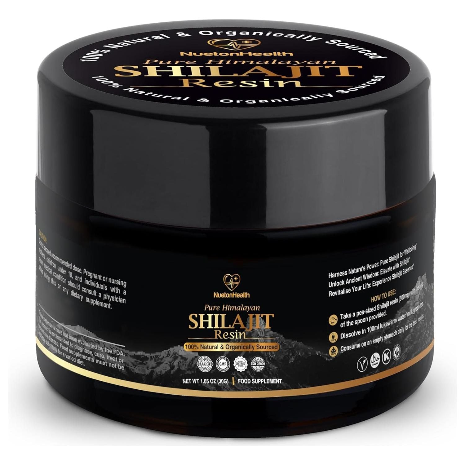NuetonHealth Pure Organic Himalayan Shilajit Resin – 30g | Gold Grade Fulvic & Humic Acid Supplement for Vitality, Focus & Wellness NuetonHealth Pure Organic Himalayan Shilajit Resin - Gold Grade 30G Lab Tested in UK - Glam Global UKNuetonHealth