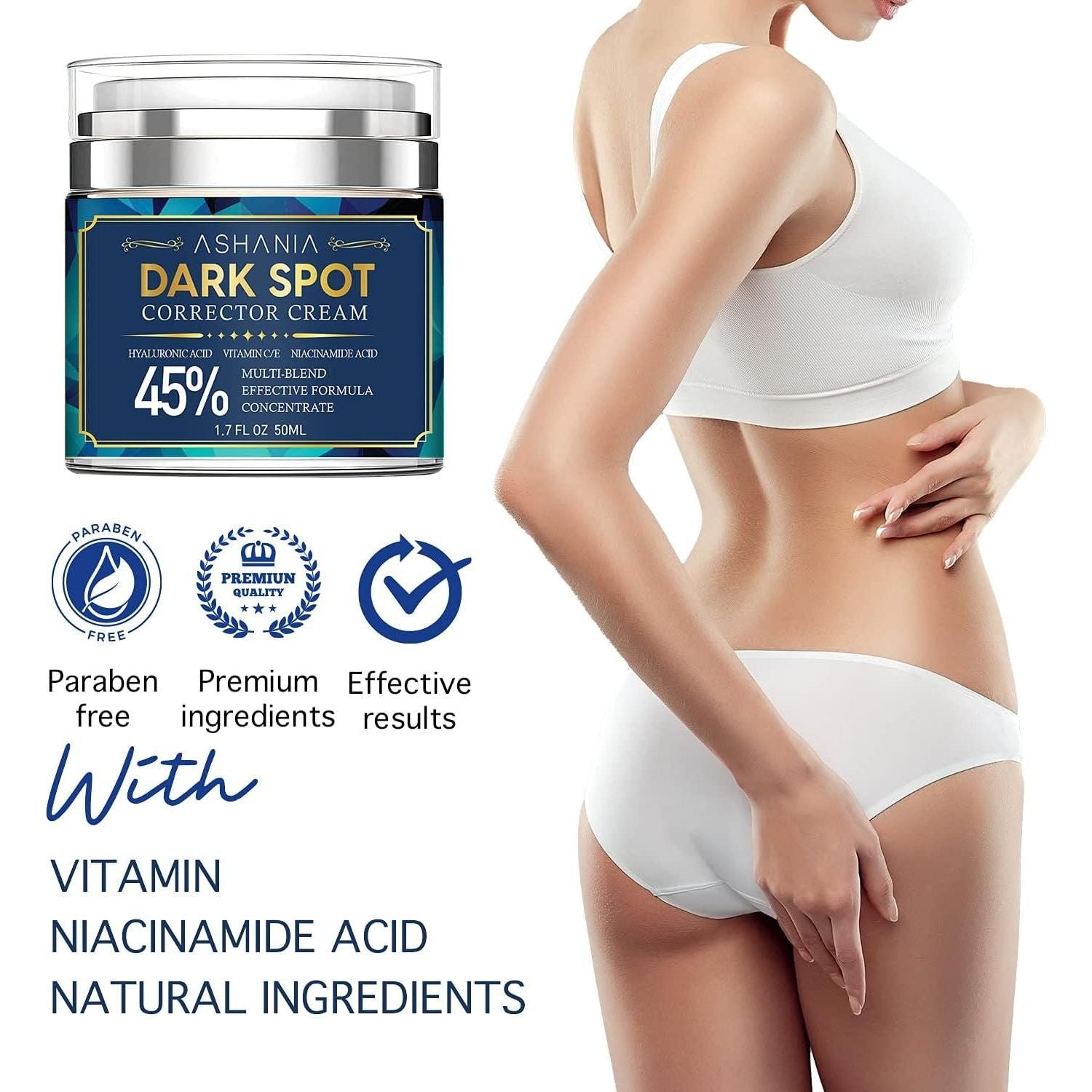 Ashania Dark Spot Corrector Cream 45% - 50ml | Powerful Spot Fading & Brightening Treatment Ashania Dark Spot Corrector Cream 45% - 50ml - Glam Global UKAshania