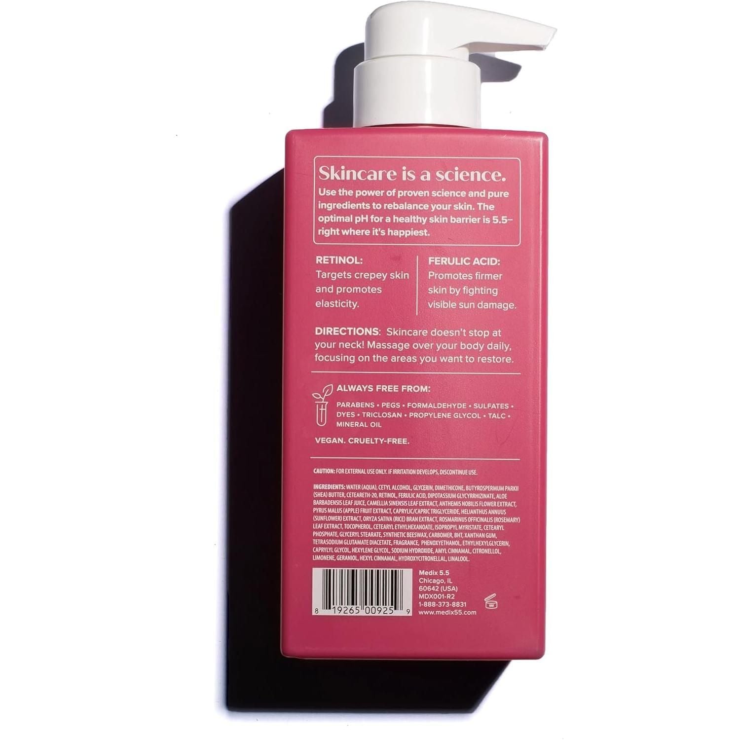 Medix 5.5 Retinol + Ferulic Acid Body Treatment Cream – 444ml | Anti-Ageing, Firming & Hydrating Skincare for Crepey, Sun-Damaged Skin Medix 5.5 Retinol and Ferulic Acid Body Treatment Cream - 444ml