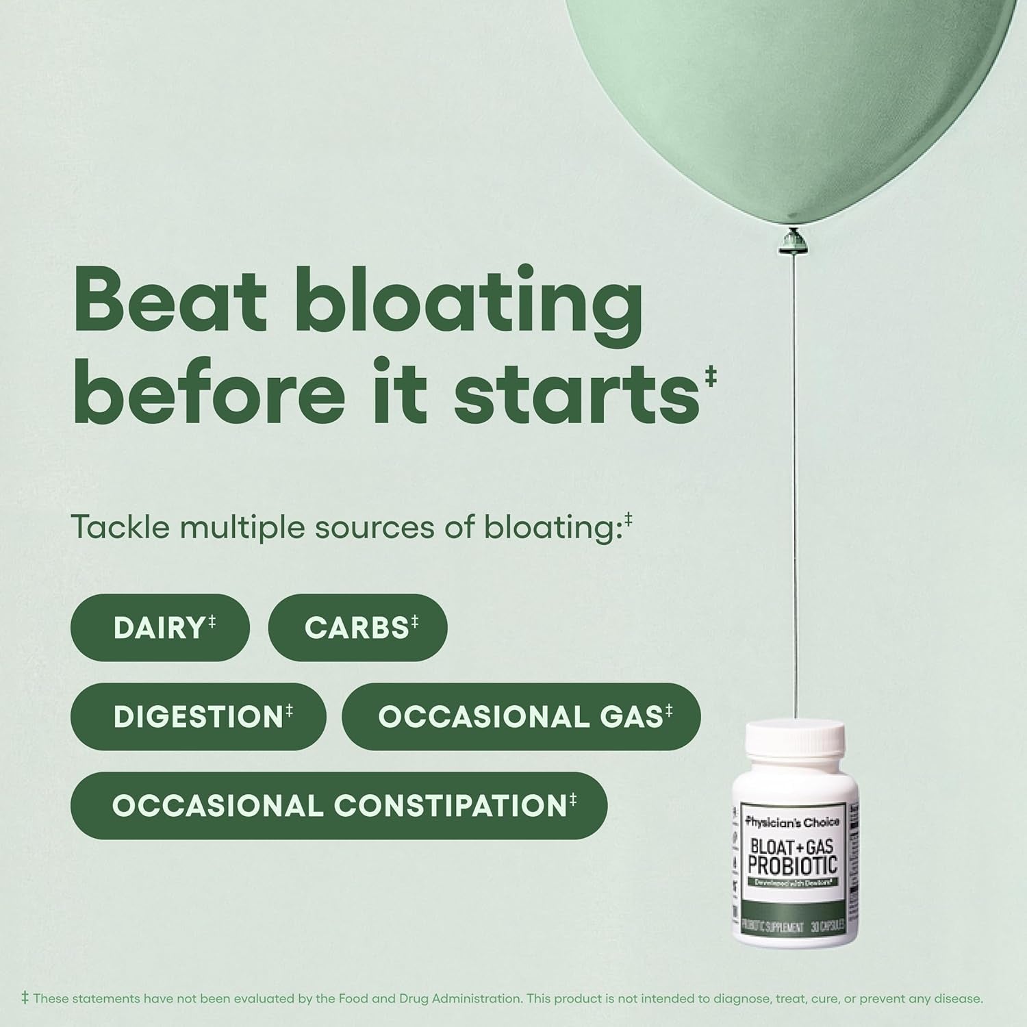 Physician's CHOICE Bloat + Gas Probiotic Supplement – 30 Capsules | 5-in-1 Digestive Support for Bloating, Gas & Gut Health Physician's CHOICE Bloat + Gas Probiotic Supplement – 30 Capsules | 5-in-1 Digestive Support for Bloating, Gas & Gut Health