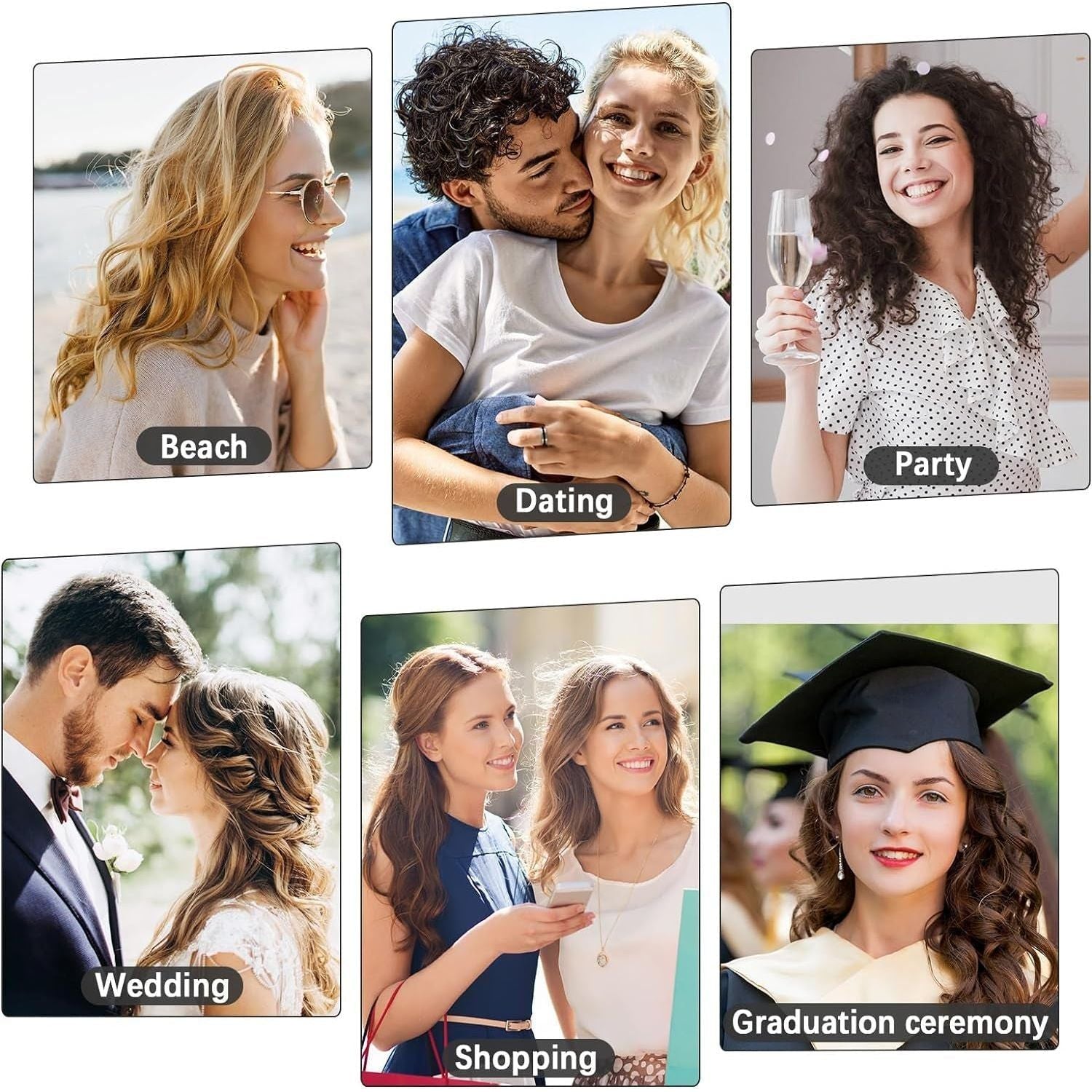 6-in-1 Curling Wand Set | Tourmaline Ceramic Hair Curler with Interchangeable Barrels 6 in 1 Curling Wand Set with Various Accessories, Tourmaline Ceramic Hair Curling Iron, Anti-Static Coating, Heat-Resistant Glove and 2 Hair Clips