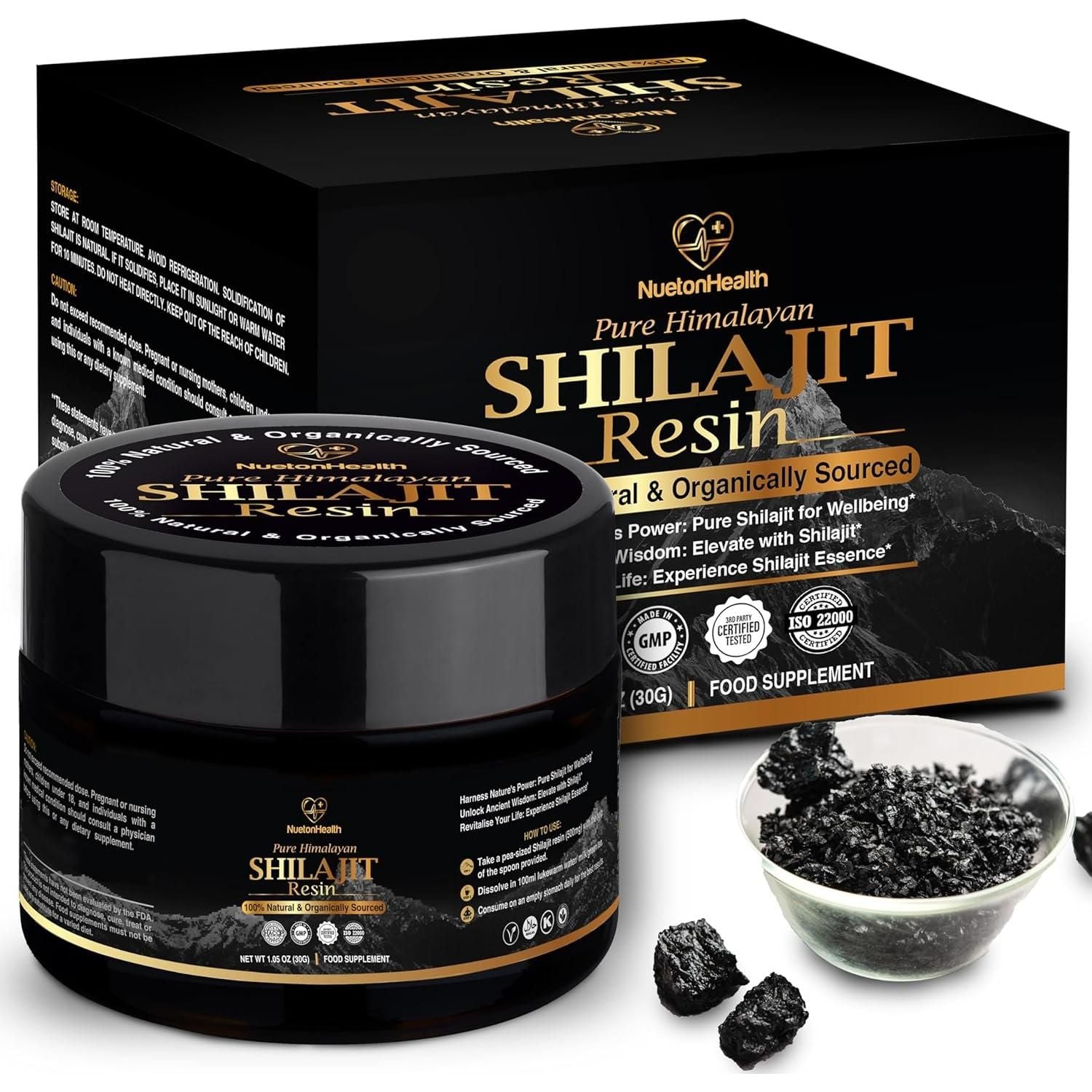 NuetonHealth Pure Organic Himalayan Shilajit Resin – 30g | Gold Grade Fulvic & Humic Acid Supplement for Vitality, Focus & Wellness NuetonHealth Pure Organic Himalayan Shilajit Resin - Gold Grade 30G Lab Tested in UK - Glam Global UKNuetonHealth