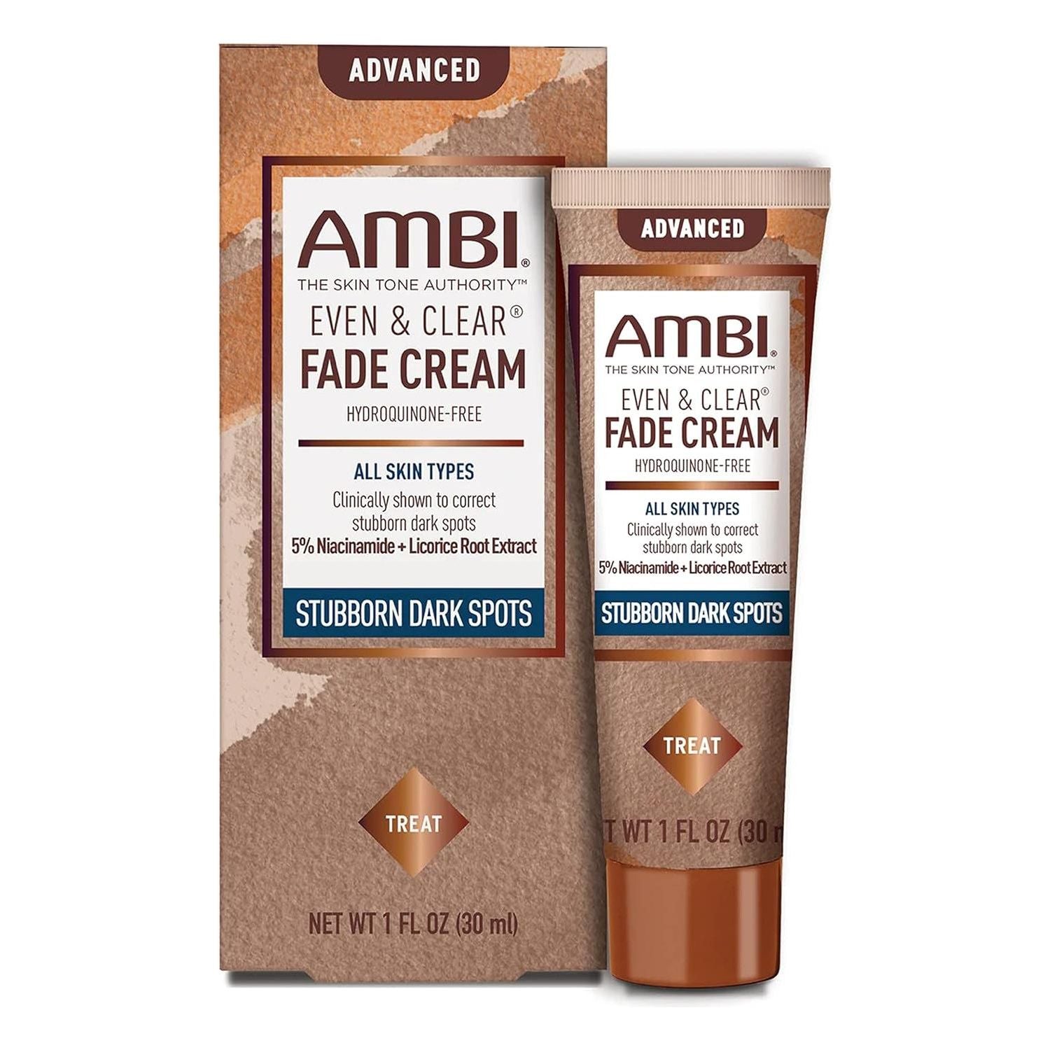 Ambi Even & Clear Advanced Fade Cream – 30ml | Hydroquinone-Free Dark Spot Corrector with Niacinamide, PHA & Licorice Root Ambi Even & Clear Advanced Fade Cream Hydroquinone - Free - 30ml - Glam Global UKAmbi