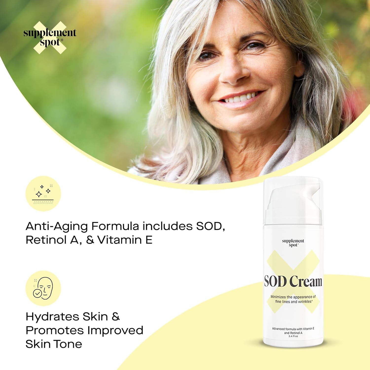 Supplement Spot SOD Cream – 100ml | Powerful Anti-Aging Moisturizer with Superoxide Dismutase for Smooth, Youthful Skin Supplement Spot SOD Cream – 3.4 fl oz | Powerful Anti-Aging Moisturizer with Superoxide Dismutase for Smooth, Youthful Skin