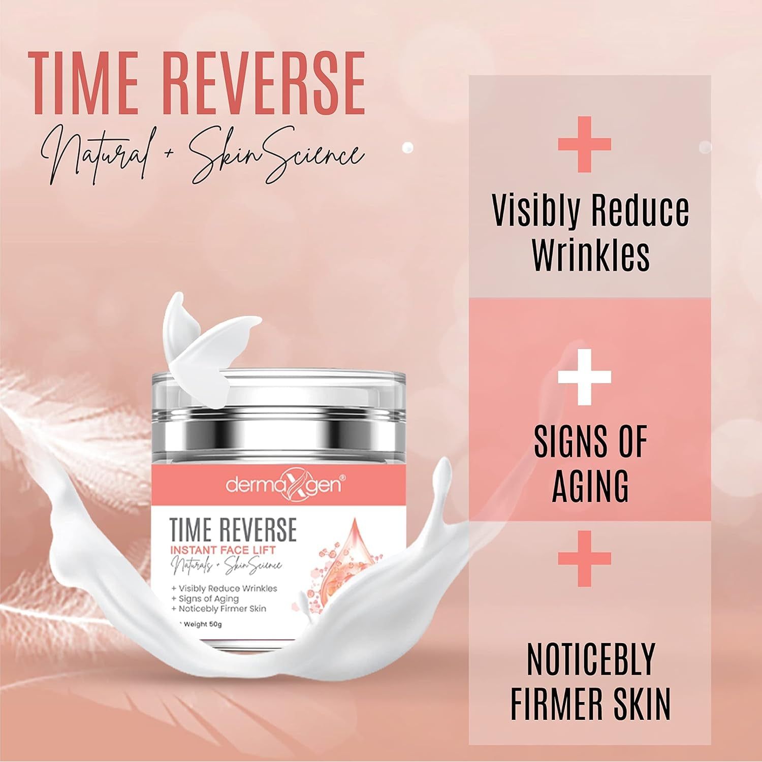 DERMAXGEN Time Reverse Instant Face Lift – 50g | 60-Second Wrinkle Lift & Firming Cream DERMAXGEN Time Reverse Instant Face Lift – 50g | 60-Second Wrinkle Lift & Firming Cream