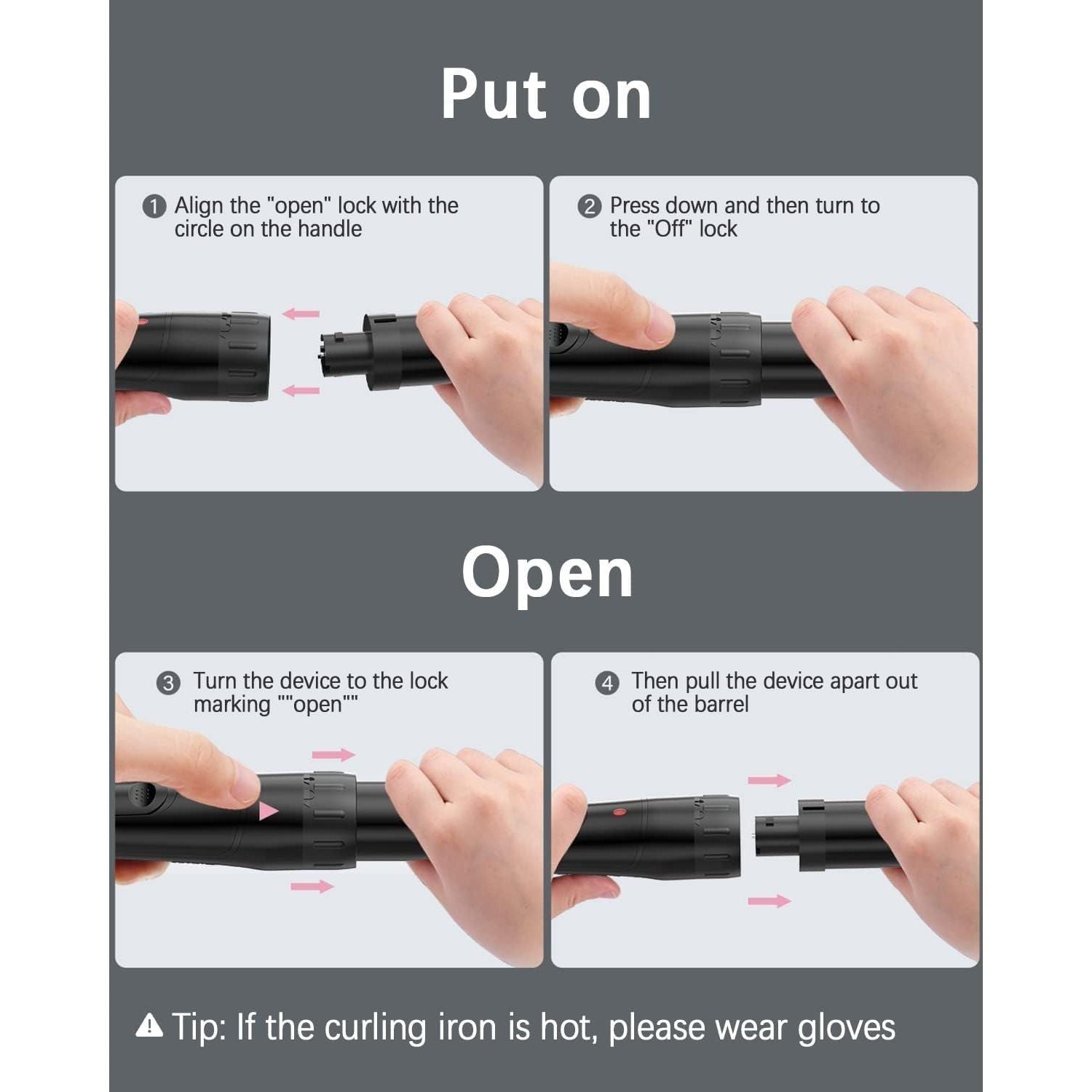 6-in-1 Curling Wand Set | Tourmaline Ceramic Hair Curler with Interchangeable Barrels 6 in 1 Curling Wand Set with Various Accessories, Tourmaline Ceramic Hair Curling Iron, Anti-Static Coating, Heat-Resistant Glove and 2 Hair Clips