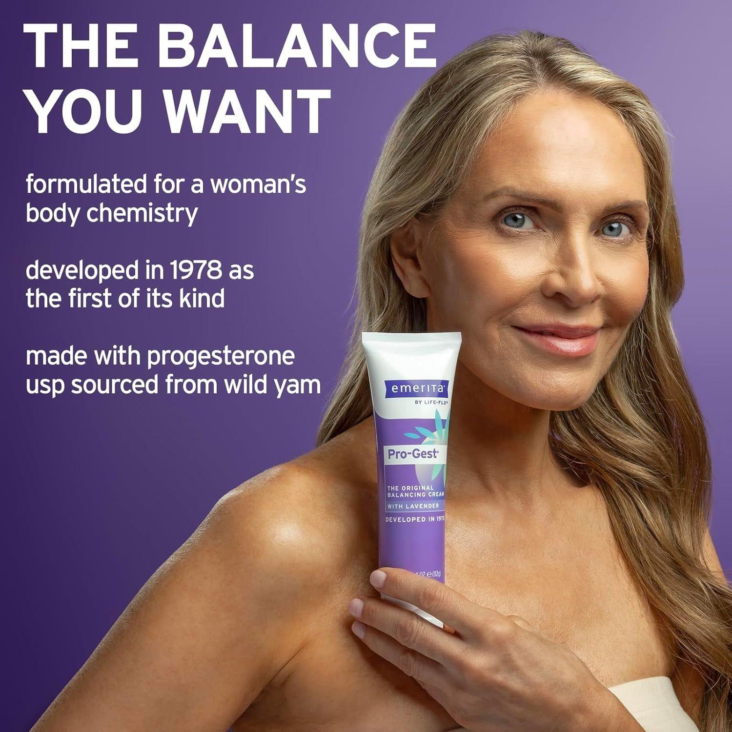 Emerita by Life-flo Pro-Gest Balancing Cream with Lavender – 112g | Natural Progesterone Support & Relaxation Emerita by Life-flo Pro-Gest Balancing Cream With Lavender - 4 fl oz (112g)