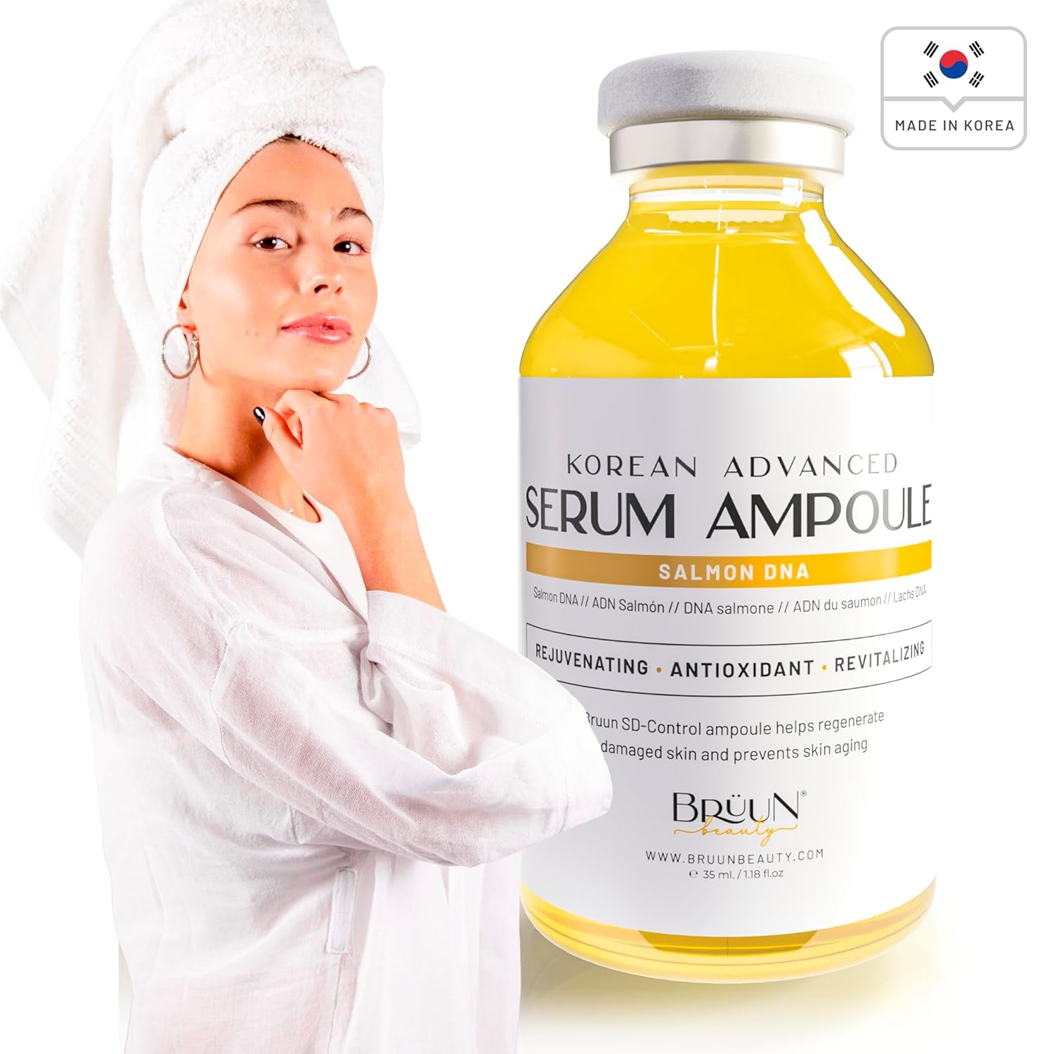 BRÜUN Rejuvenation Salmon DNA Complex – 35ml | Deep Absorption Booster for Smooth, Radiant Skin BRÜUN Korean Advanced Serum Ampoule – 35ml | Deep Absorption Booster for Smooth, Radiant Skin