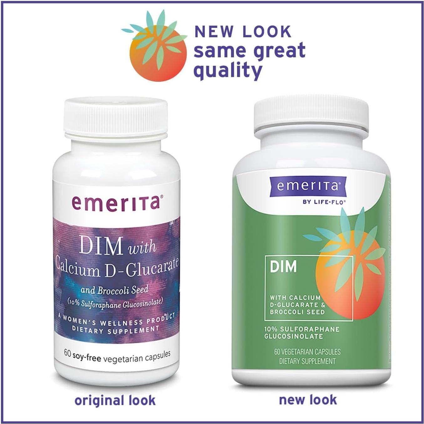 Emerita DIM Formula – 60 Capsules | Hormonal Balance Support with Calcium D-Glucarate & Broccoli Seed Emerita DIM Formula with Calcium D-Glucarate & Broccoli Seed - 60 Vegetarian Capsules