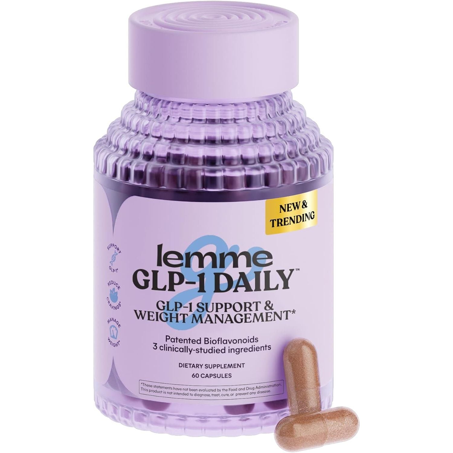 Lemme GLP-1 Daily – 60 Capsules  Plant-Based GLP-1 Support for Cravings, Metabolism Lemme GLP-1 Daily – GLP-1 Support and Weight Management –  60 Capsules