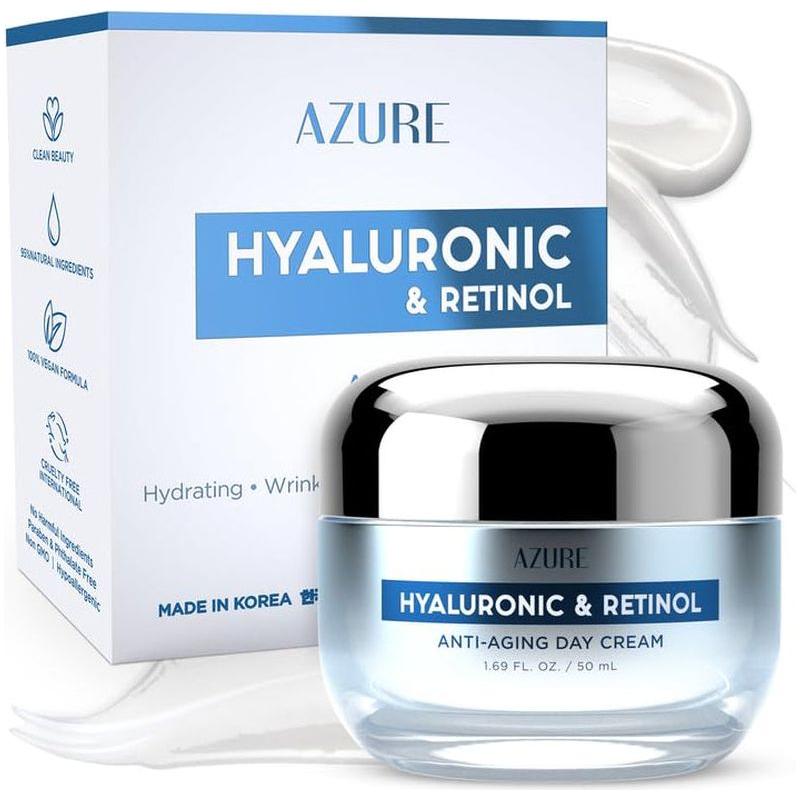 Azure Cosmetics Hyaluronic & Retinol Anti-Aging Day Cream – 50ml | Deep Hydration & Radiant Glow Azure Cosmetics Hyaluronic & Retinol Anti-Aging Day Cream – 50ml | Deep Hydration & Radiant Glow