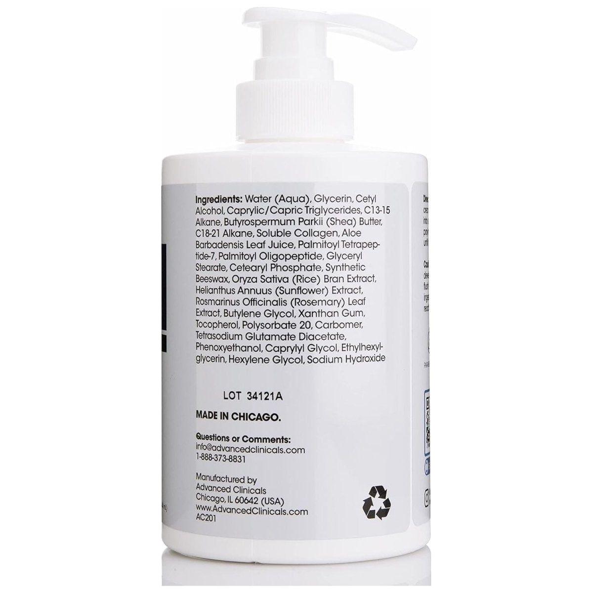 Advanced Clinicals Collagen Lotion + Peptide Firming Face & Body Cream – Anti-Aging, Moisturizing & Firming Treatment 15 fl oz (444ml) Advanced Clinicals Collagen Lotion + Peptide Firming Face & Body Cream 15 fl oz - 444 ml - Glam Global UKAdvanced Clinicals