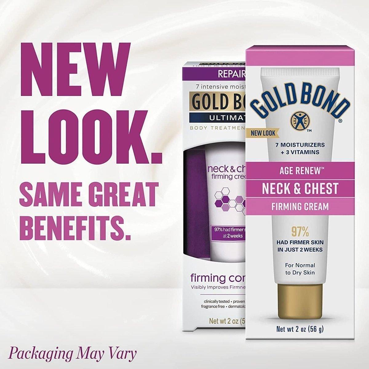 Gold Bond Neck & Chest Firming Cream – 59ml | Lifting & Hydrating Treatment with Hyaluronic Acid Gold Bond Neck and Chest Firming Cream - 60ml - Glam Global UKGold Bond