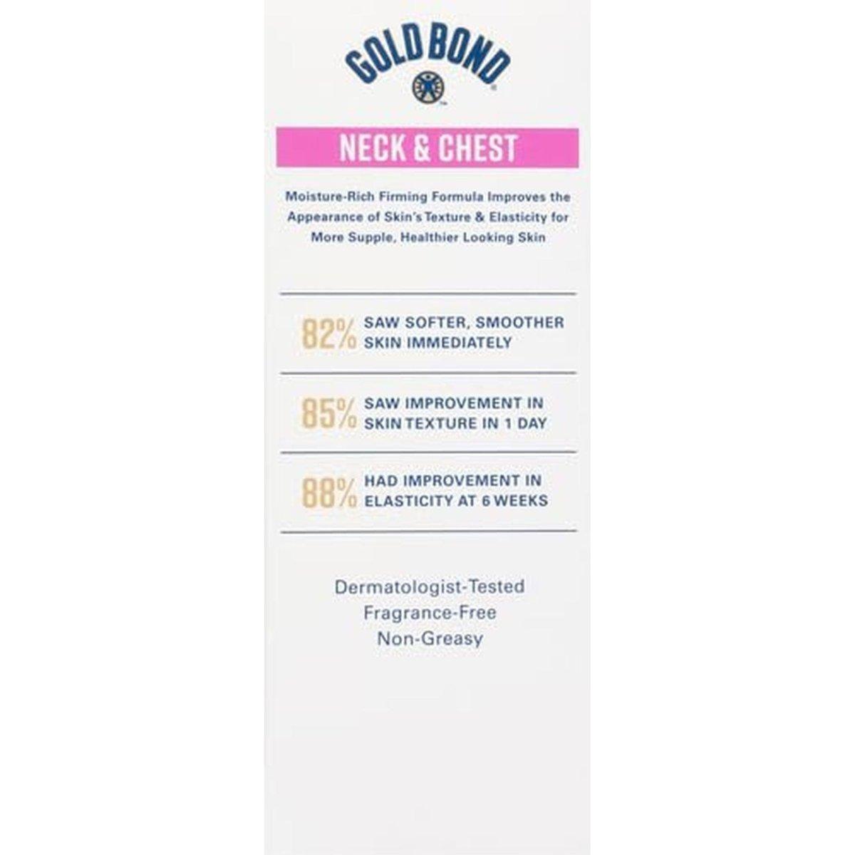 Gold Bond Neck & Chest Firming Cream – 59ml | Lifting & Hydrating Treatment with Hyaluronic Acid Gold Bond Neck and Chest Firming Cream - 60ml - Glam Global UKGold Bond