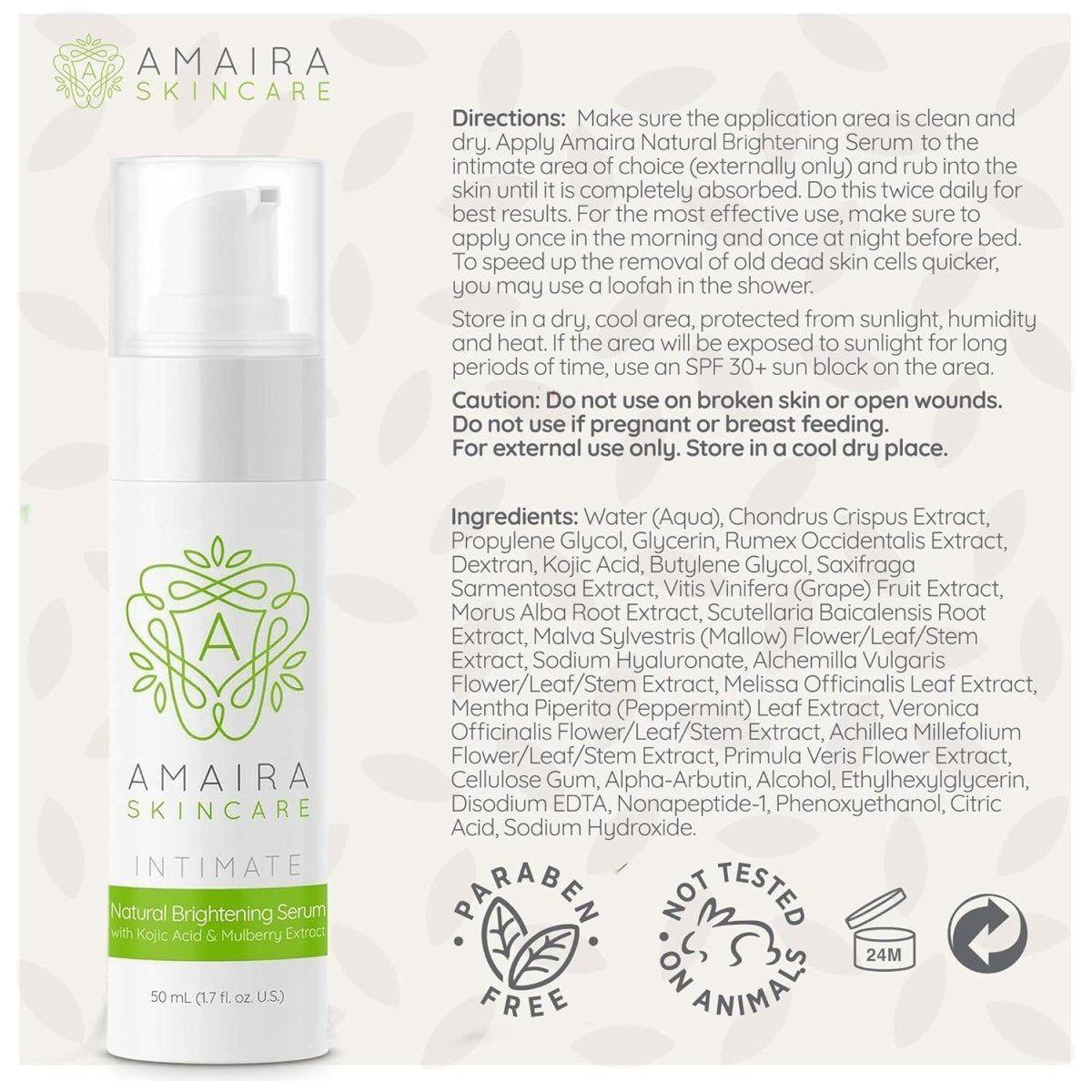 Amaira Skincare Intimate Natural Brightening Serum – 50ml | Plant-Based Dark Spot Corrector for Sensitive & Intimate Areas Amaira Skincare Intimate Natural Brightening Serum - 50ml - Glam Global UKAmaira Skincare