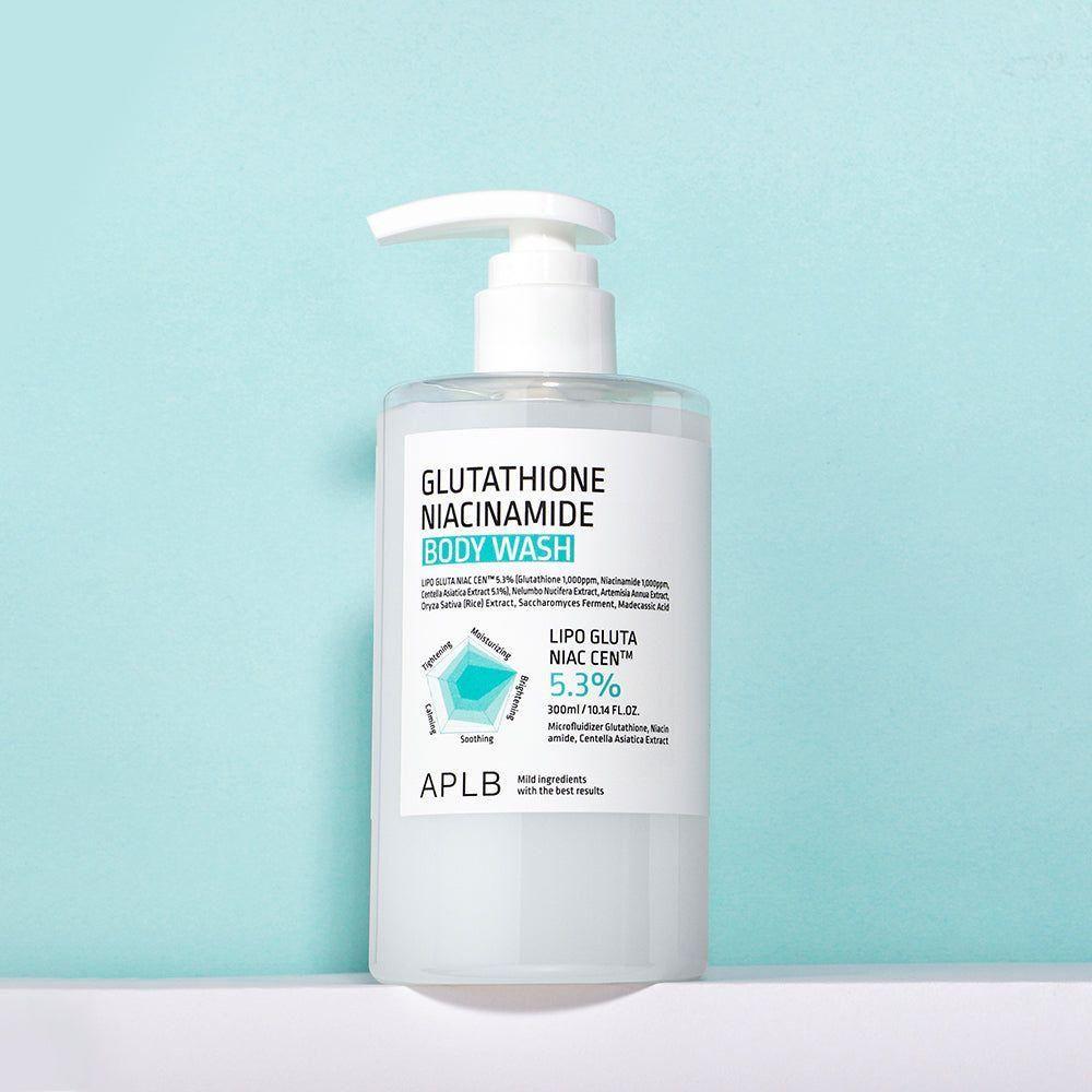 APLB Glutathione Niacinamide Body Wash – 500ml | Brightening, Firming & Hydrating Cleanser APLB Glutathione Niacinamide Body Wash 300ml - Glam Global UKAPLB