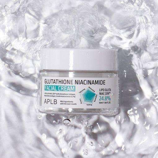 APLB Glutathione Niacinamide Facial Cream – 50ml | Brightening, Hydrating & Pore-Refining Moisturiser APLB Glutathione Niacinamide Facial Cream - 55ml | Brightening & Hydrating Skincare - Glam Global UKAPLB
