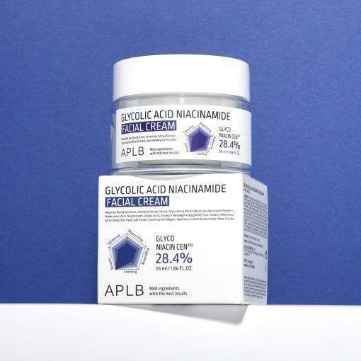 APLB Glycolic Acid Niacinamide Facial Cream – 55ml | Brightening & Smoothing Daily Moisturiser APLB Glycolic Acid Niacinamide Facial Cream 55ml - Glam Global UKAPLB