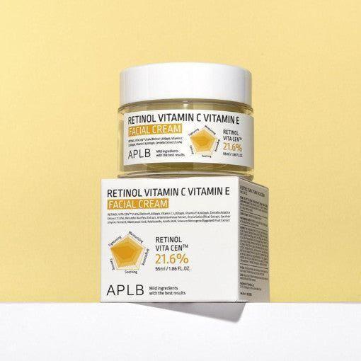 APLB Retinol Vitamin C Vitamin E Facial Cream – 55ml | Anti-Aging, Brightening & Soothing Moisturiser APLB Retinol Vitamin C Vitamin E Facial Cream - 55ml | Anti - Aging & Brightening Care - Glam Global UKAPLB