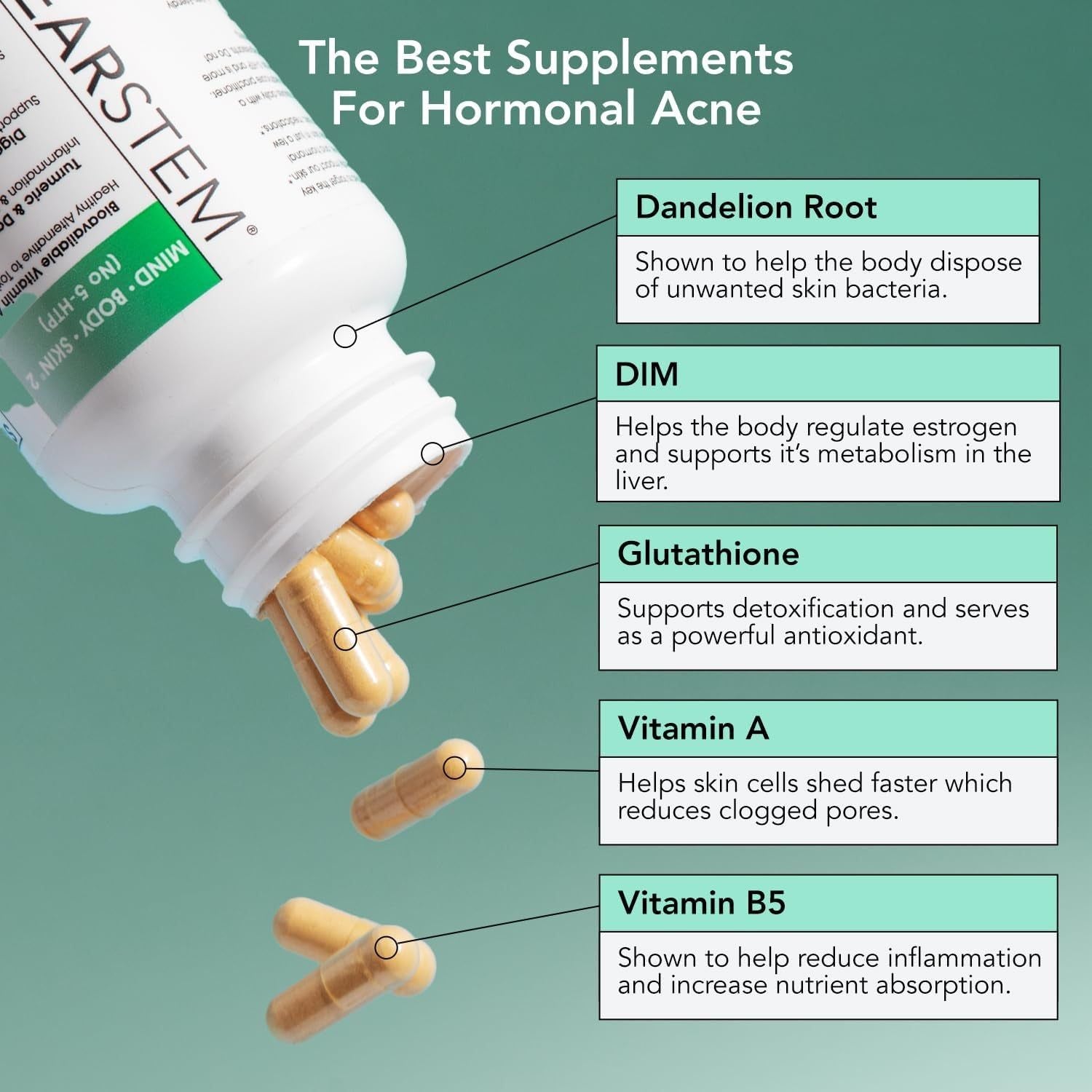 CLEARSTEM MIND·BODY·SKIN® 2 (No 5-HTP) – 90 Capsules | Hormonal Acne, Digestive Balance & Skin Clarity from Within CLEARSTEM MIND·BODY·SKIN® 2 (No 5-HTP) – 90 Capsules | Hormonal Acne, Digestive Balance & Skin Clarity from Within