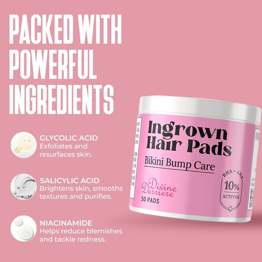 Divine Derriere Ingrown Hair Pads – 50 Pads | Exfoliating Razor Bump & Ingrown Hair Treatment Divine Derriere Ingrown Hair Pads – 50 Pads | Exfoliating Razor Bump & Ingrown Hair Treatment