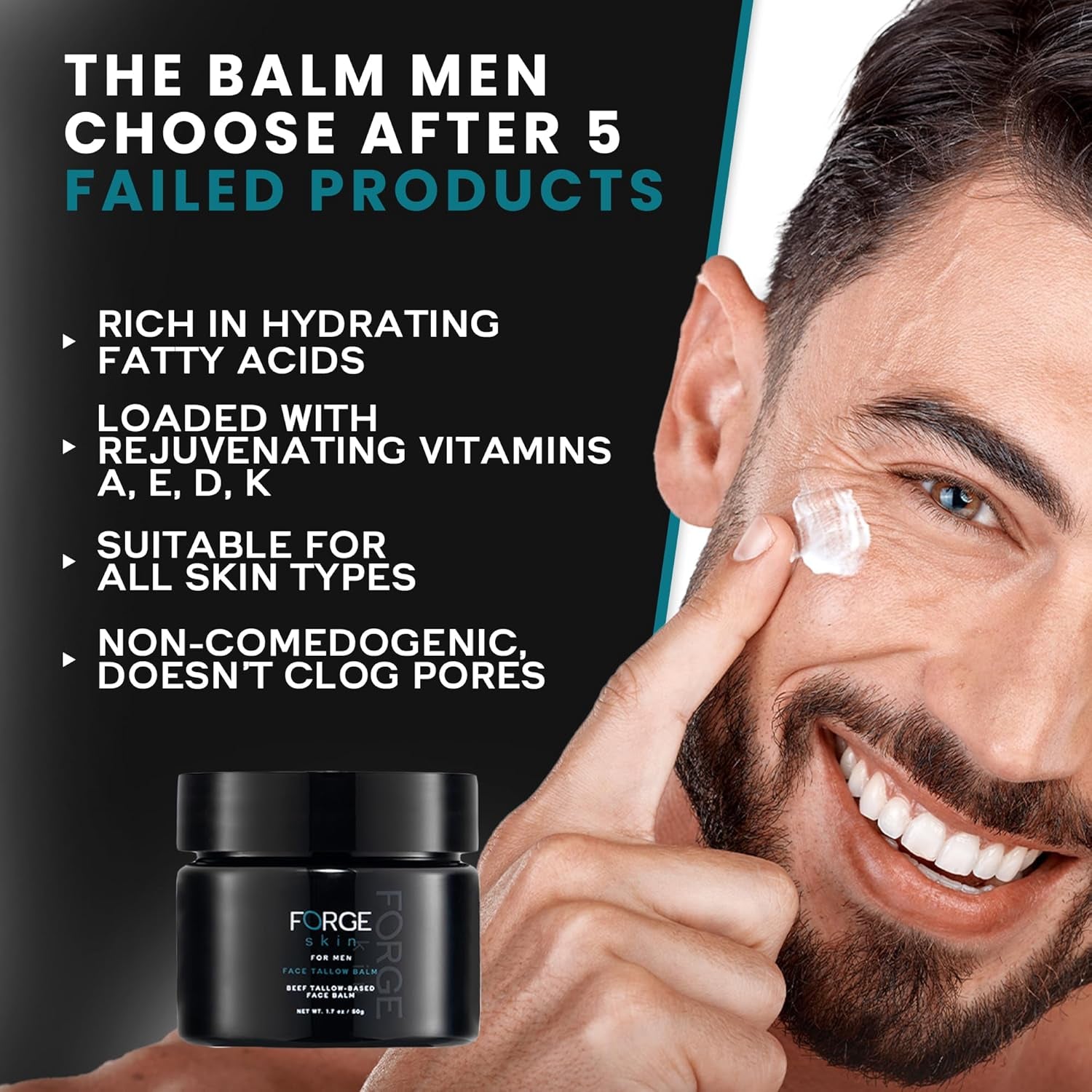 Forge Skin Face Tallow Balm for Men – 50g | Collagen-Infused Moisturiser for Hydration, Anti-Aging & Under-Eye Support Forge Skin Face Tallow Balm for Men – 50g | Collagen-Infused Moisturiser for Hydration, Anti-Aging & Under-Eye Support