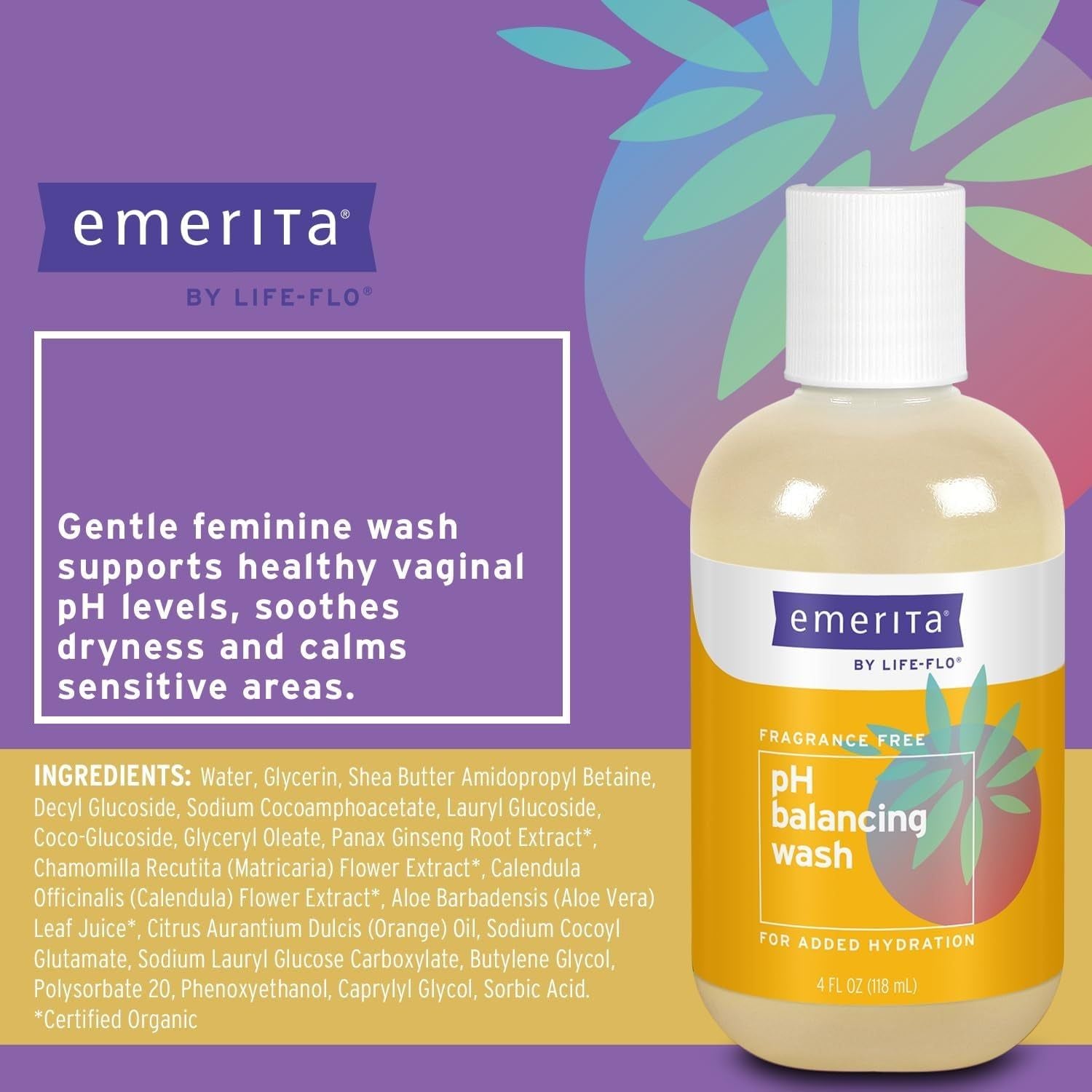 Emerita by Life-flo pH Balancing Wash for Women – Gentle Feminine Cleanser – 4 fl oz (118ml) Emerita by Life-flo pH Balancing Wash for Women – Gentle Feminine Cleanser – 4 fl oz (118ml)
