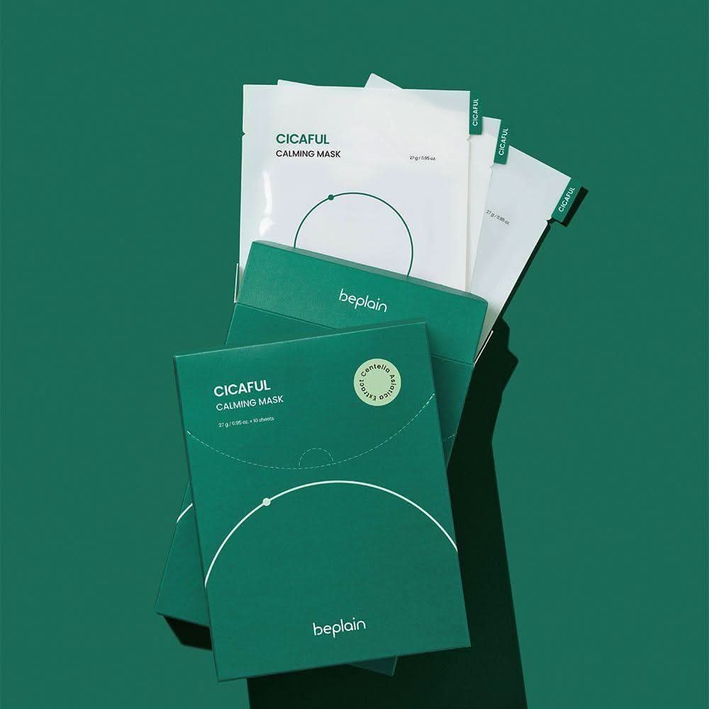 beplain Cicaful Calming Mask – 10 Count | Soothing & Hydrating Vegan Sheet Mask beplain Cicaful Calming Mask 10 Count - Glam Global UKbeplain